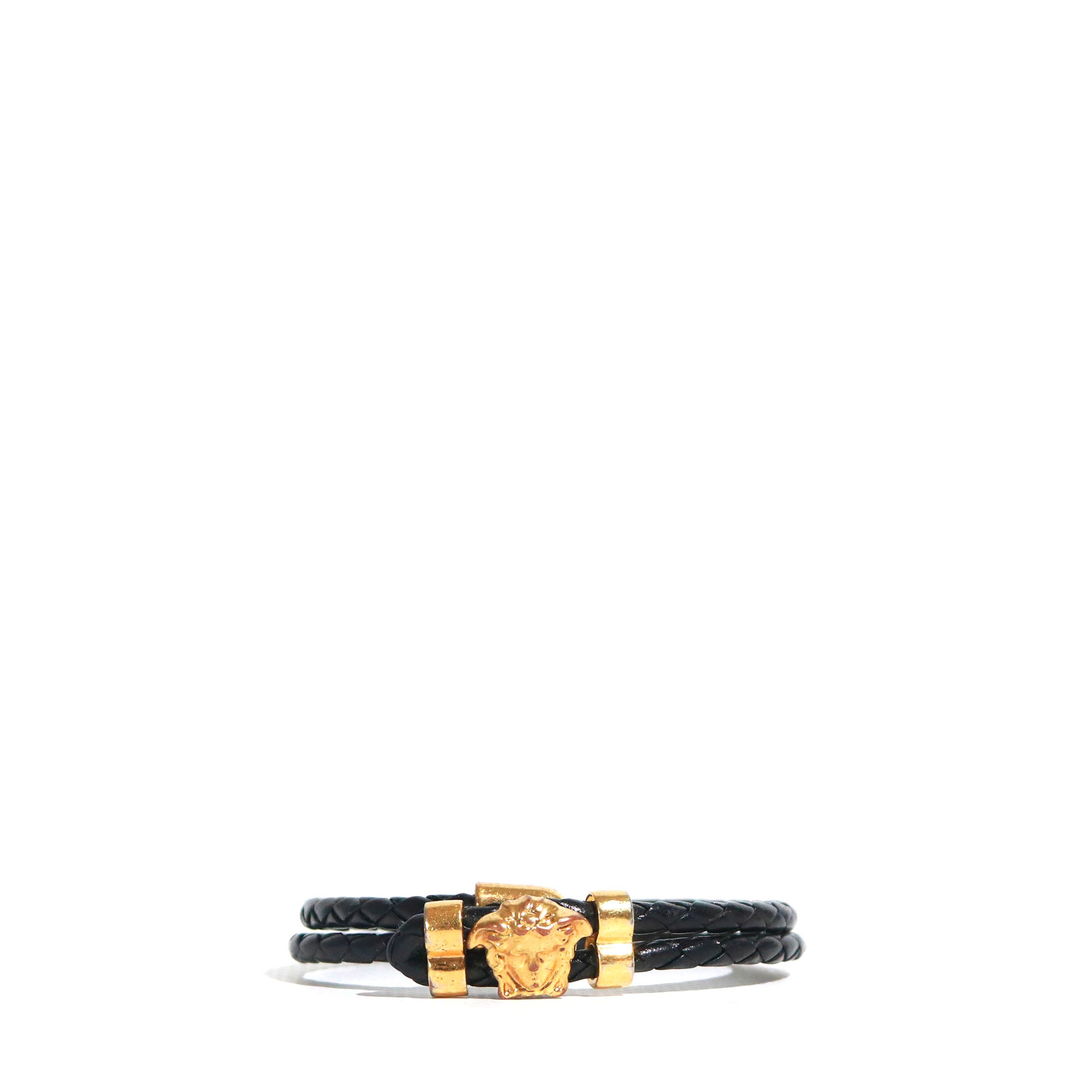 VERSACE - Bracelet Medusa en cuir noir