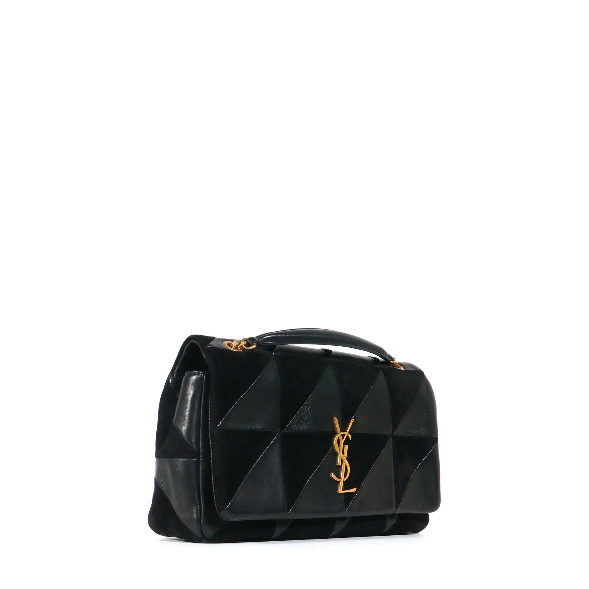 SAINT LAURENT - Sac à bandoulière Jamie medium Saint Laurent bi-matière cuir daim noir