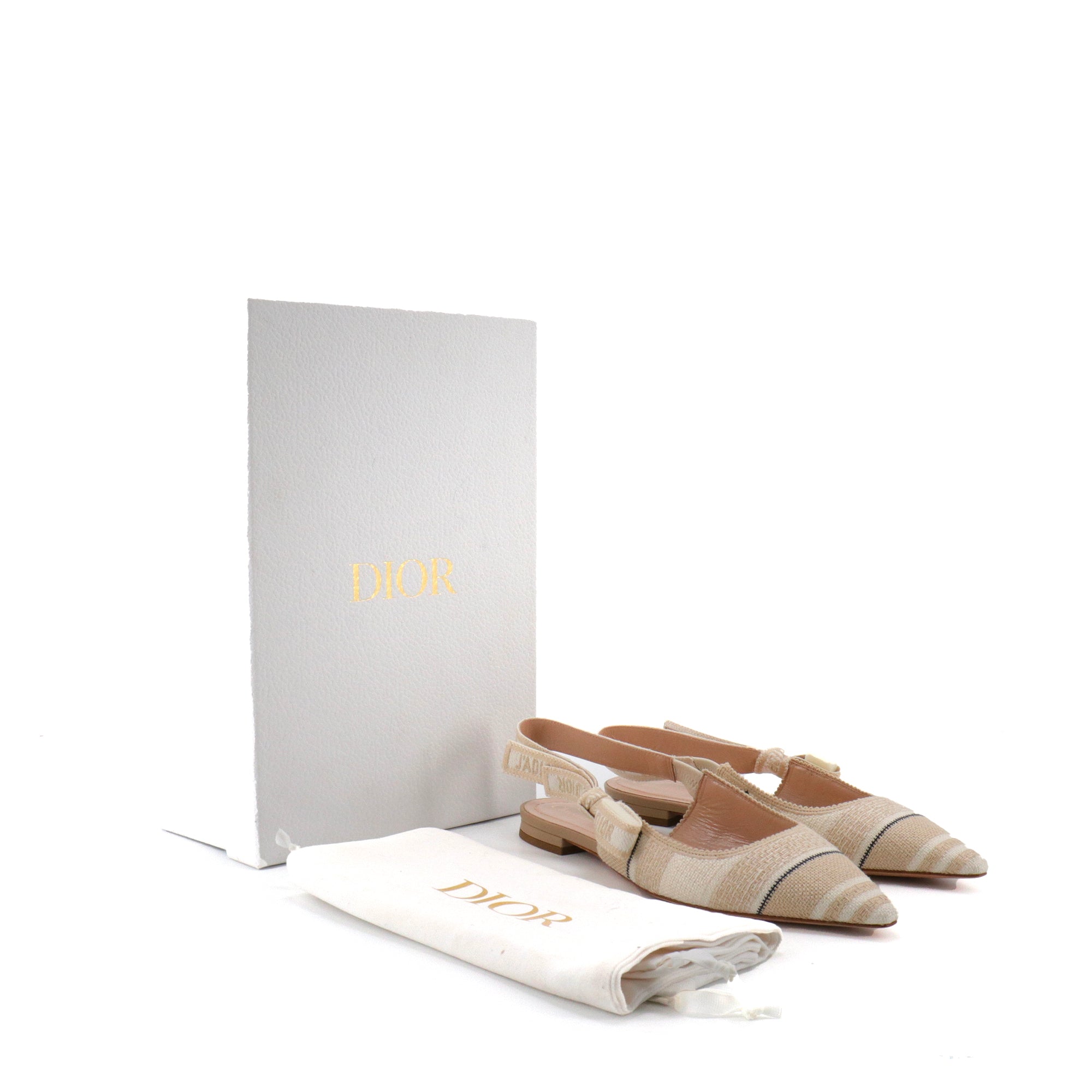 DIOR - Ballerines Slingback J'Adior Dior en toile beige (T37)
