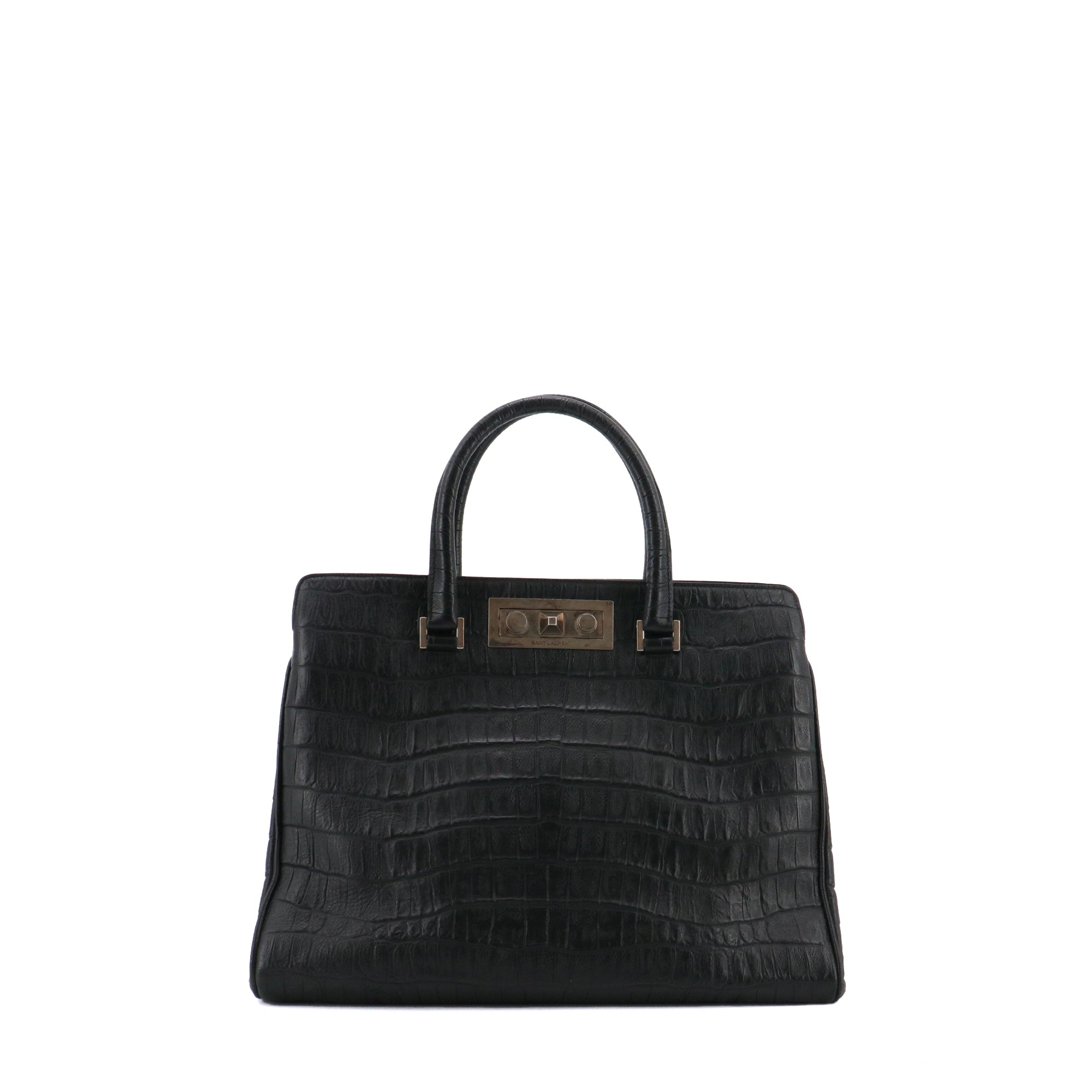 SAINT LAURENT - Sac à main Trois Clous Saint Laurent en cuir embossé croco noir