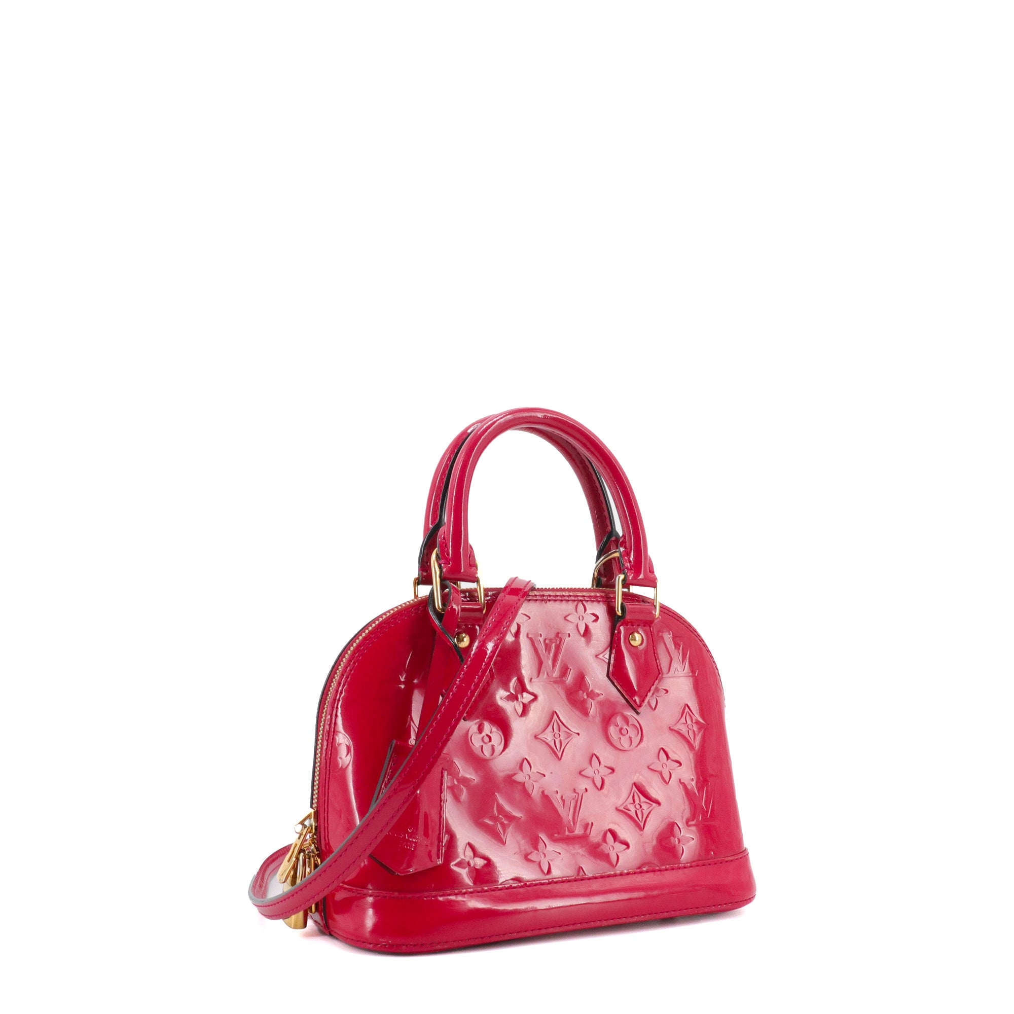 LOUIS VUITTON - Sac à bandoulière Alma BB Louis Vuitton en cuir verni rouge framboise