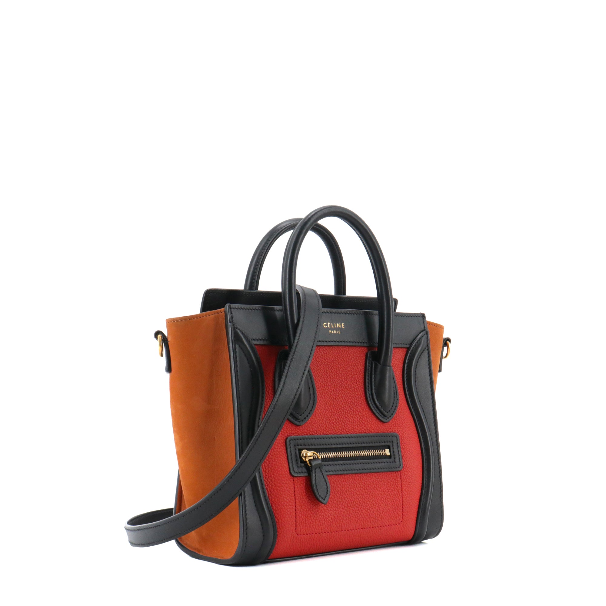 CELINE - Sac à bandoulière Luggage Nano Celine en cuir tricolore