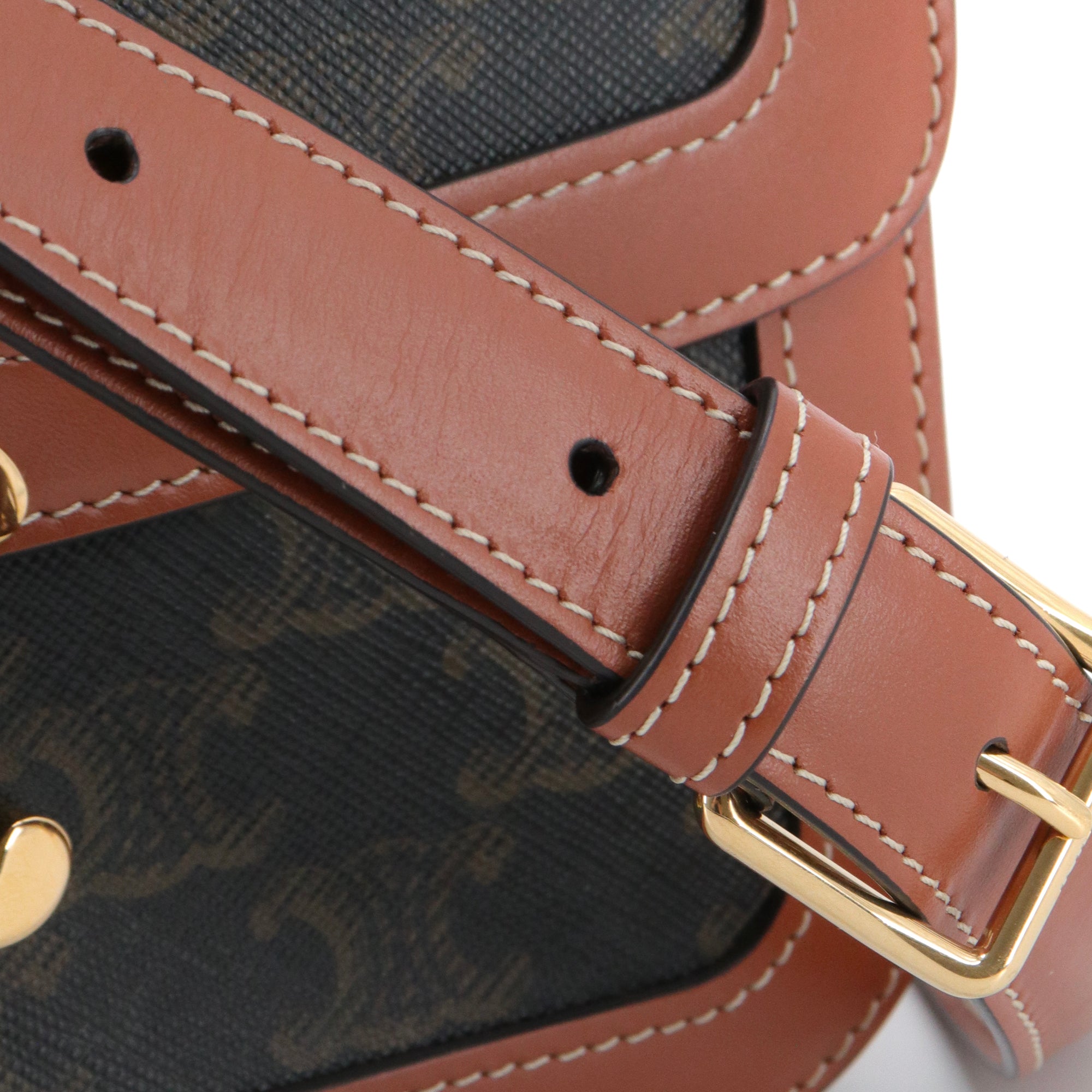 CELINE - Sac à bandoulière Triomphe medium Celine en toile enduite et cuir tan