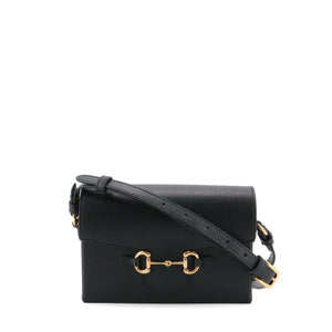 GUCCI - Sac à bandoulière Horsebit 1955 Long Gucci en cuir grainé noir