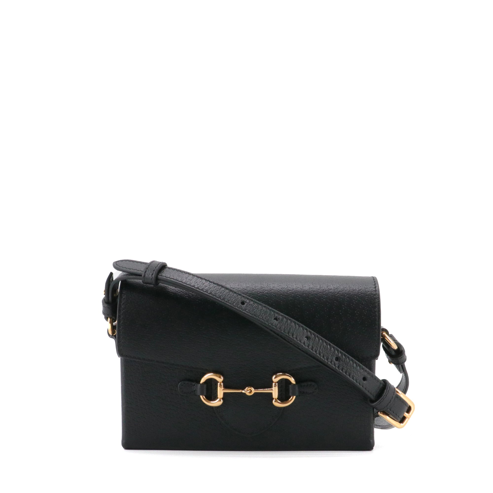 GUCCI - Sac à bandoulière Horsebit 1955 Long Gucci en cuir grainé noir