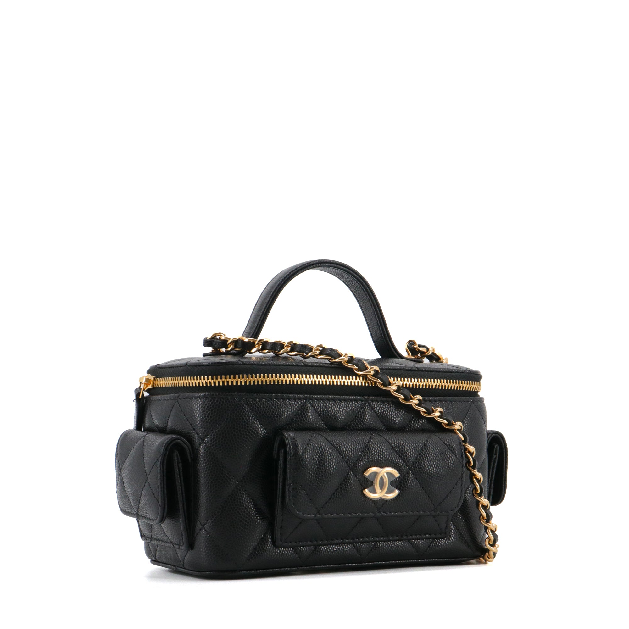 CHANEL - Sac à bandoulière Vanity Pocket Chanel en cuir caviar noir