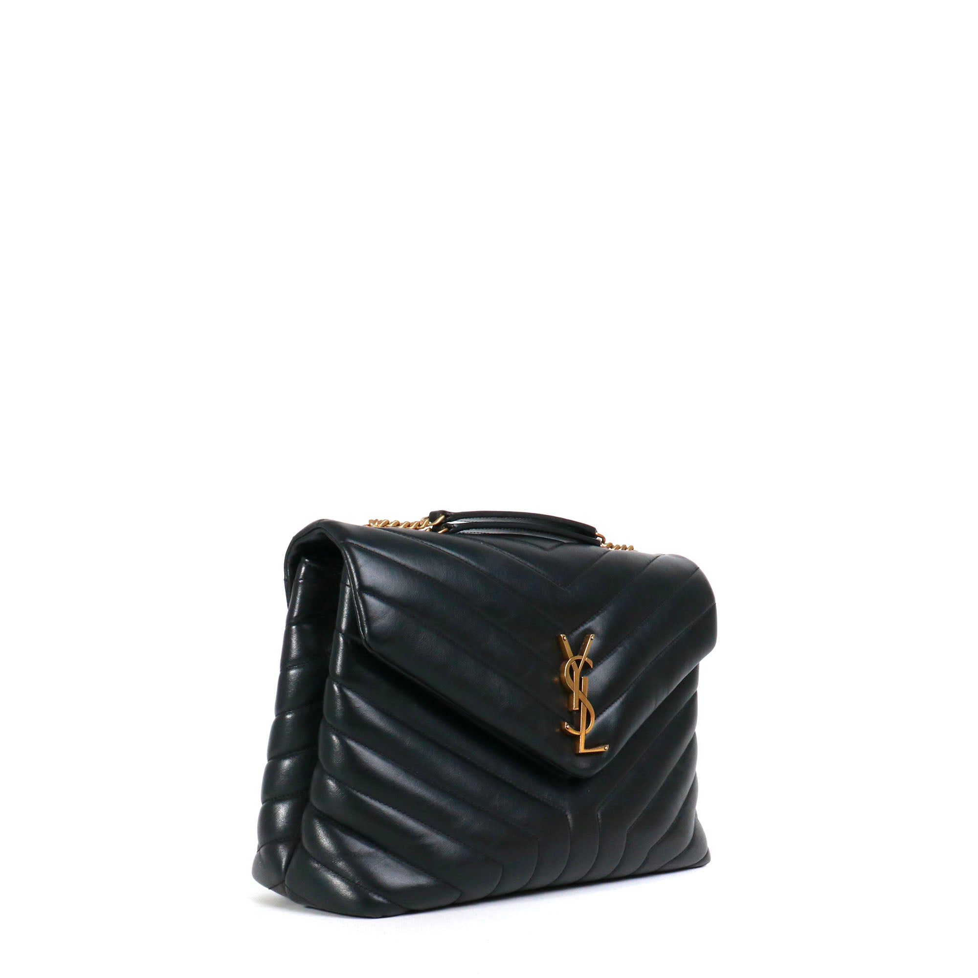 SAINT LAURENT - Sac à épaule Loulou medium Saint Laurent en cuir noir matelassé