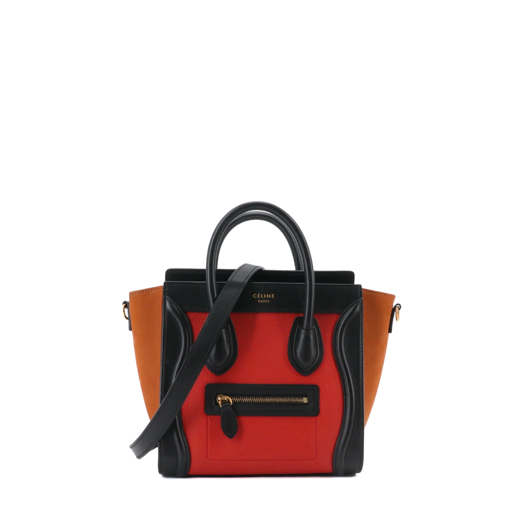 CELINE - Sac à bandoulière Luggage Nano Celine en cuir tricolore