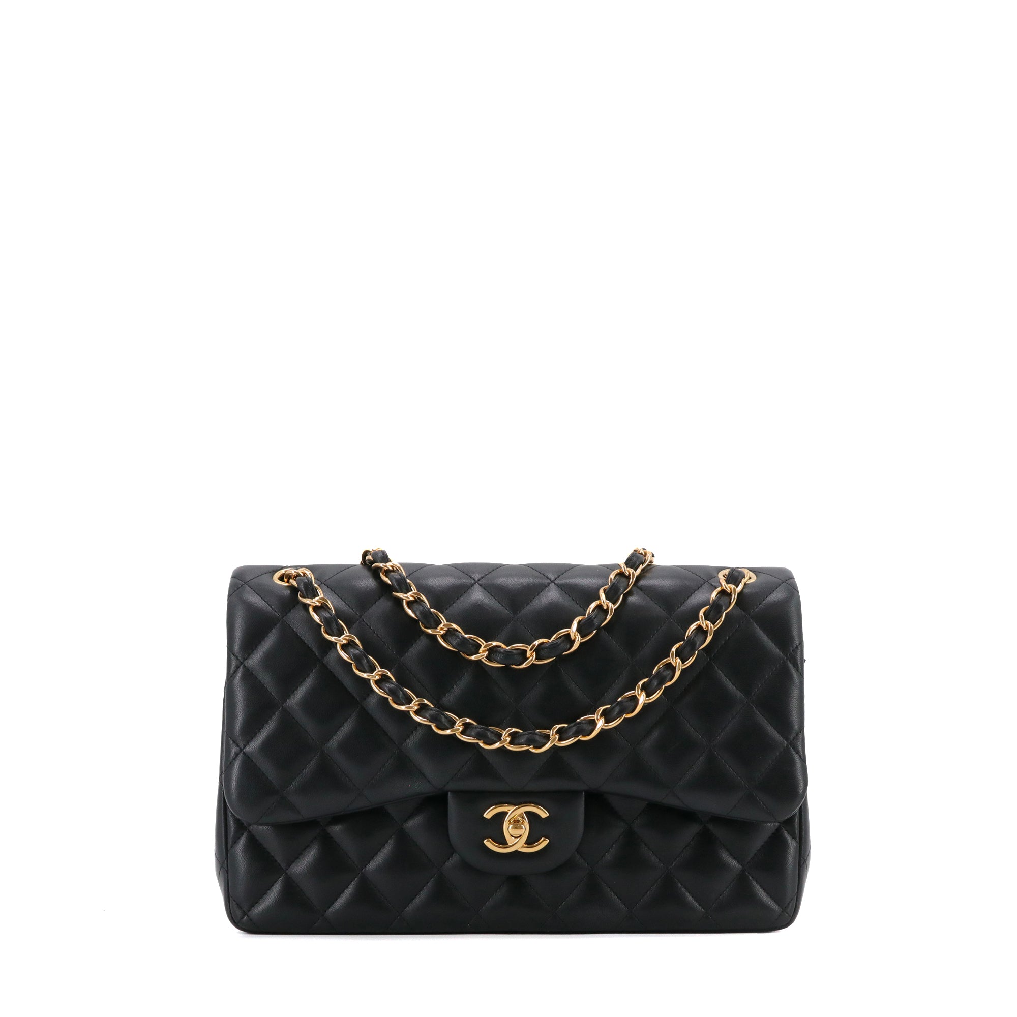 CHANEL - Sac à main Classique/Timeless Jumbo Chanel en cuir lisse noir