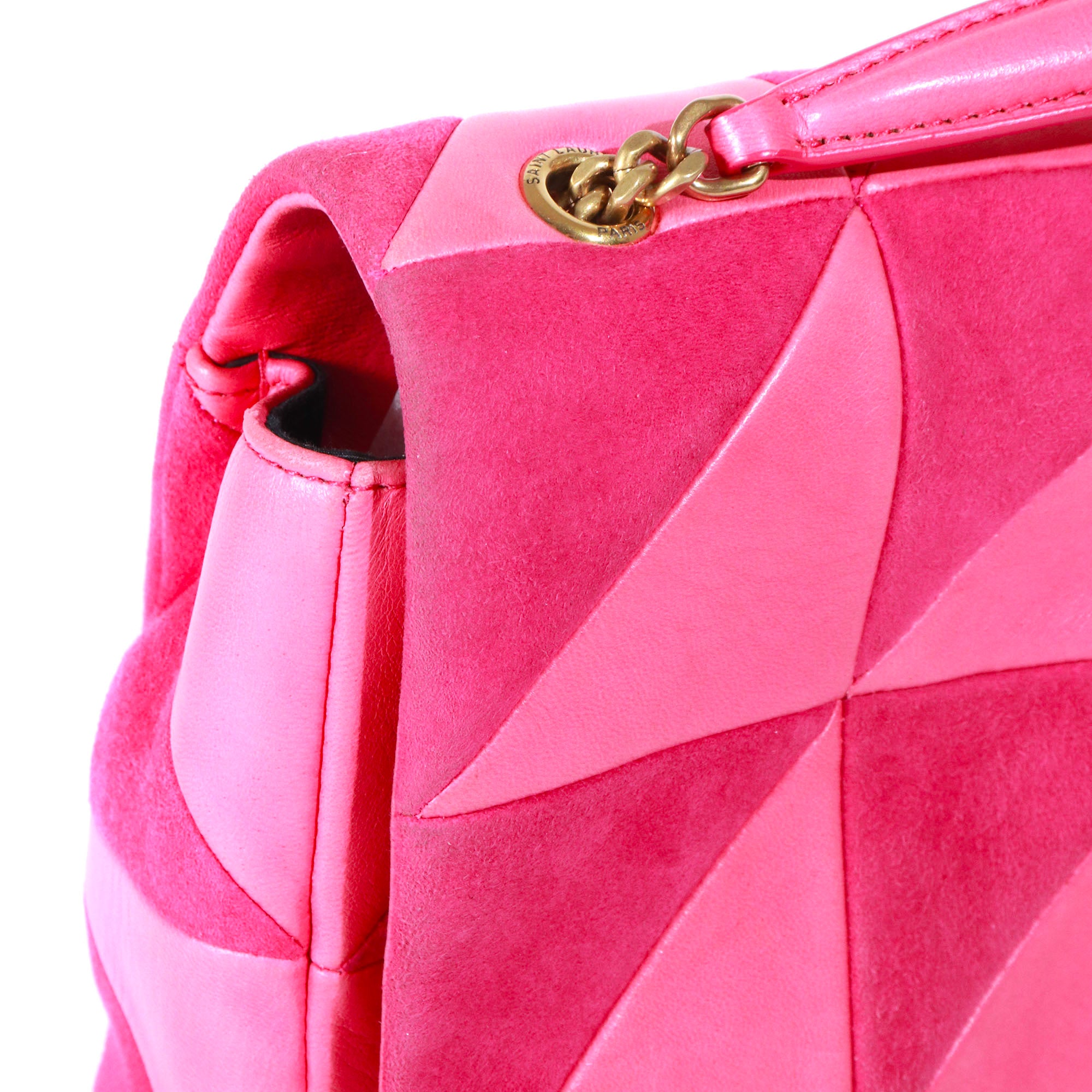 SAINT LAURENT - Sac à bandoulière Jamie medium Saint Laurent bi-matière cuir daim rose