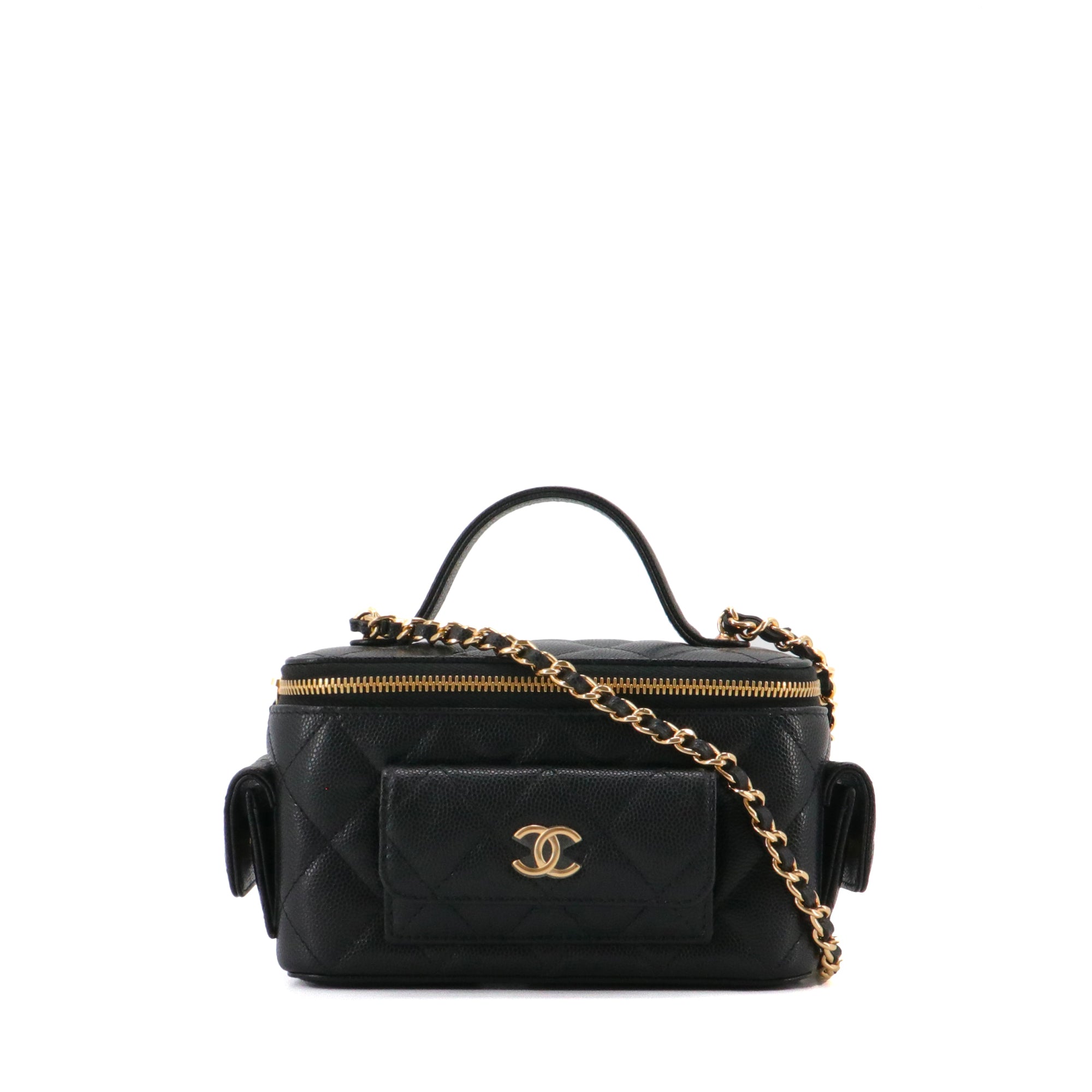 CHANEL - Sac à bandoulière Vanity Pocket Chanel en cuir caviar noir
