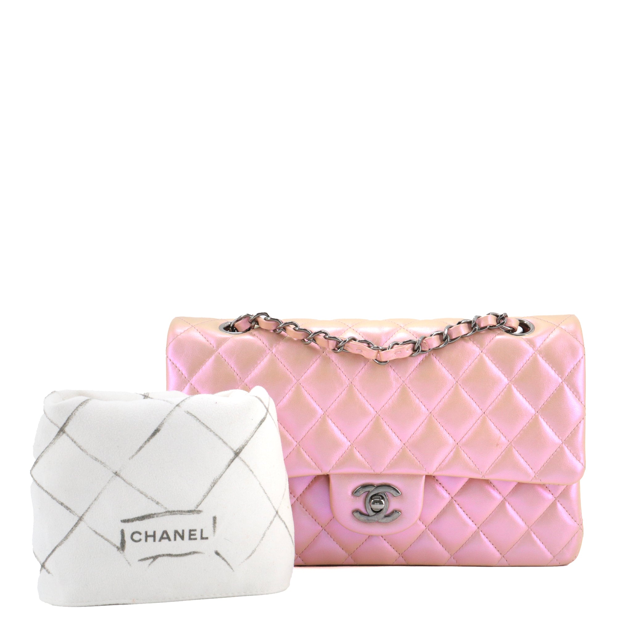 CHANEL - Sac à main Classique/Timeless 11.12 Chanel en cuir irisé rose