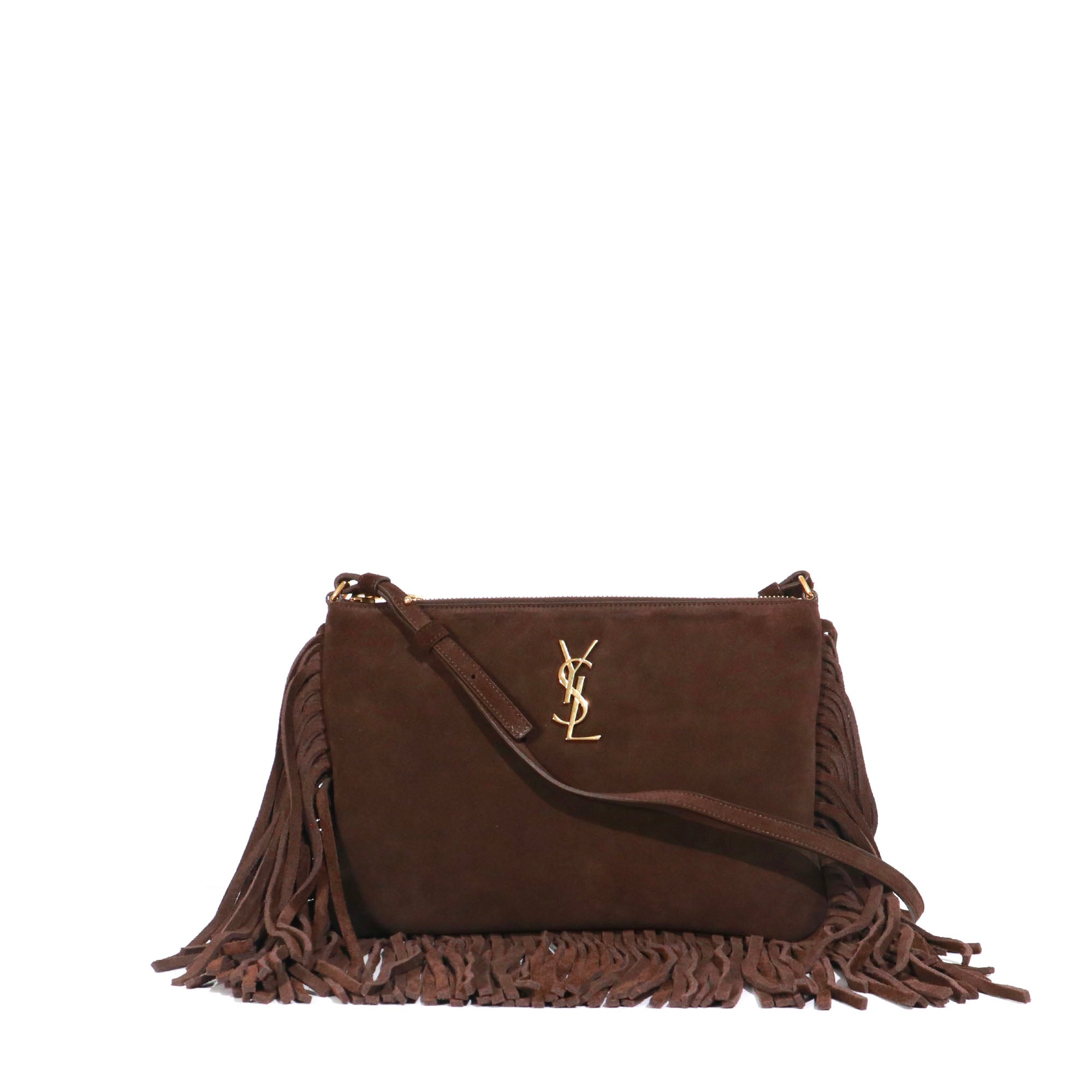 SAINT LAURENT Sac à bandoulière Saint Laurent à franges en daim
