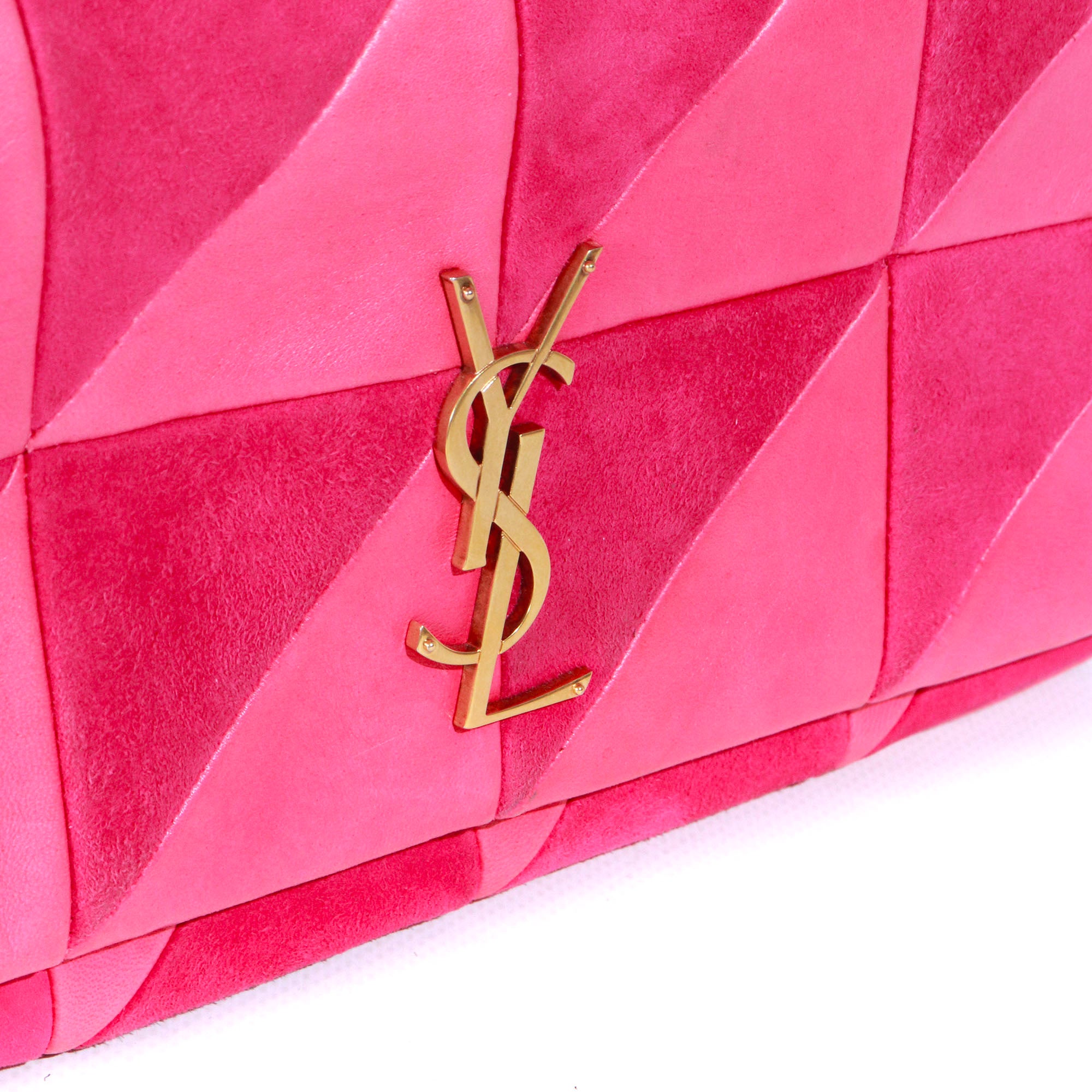 SAINT LAURENT - Sac à bandoulière Jamie medium Saint Laurent bi-matière cuir daim rose