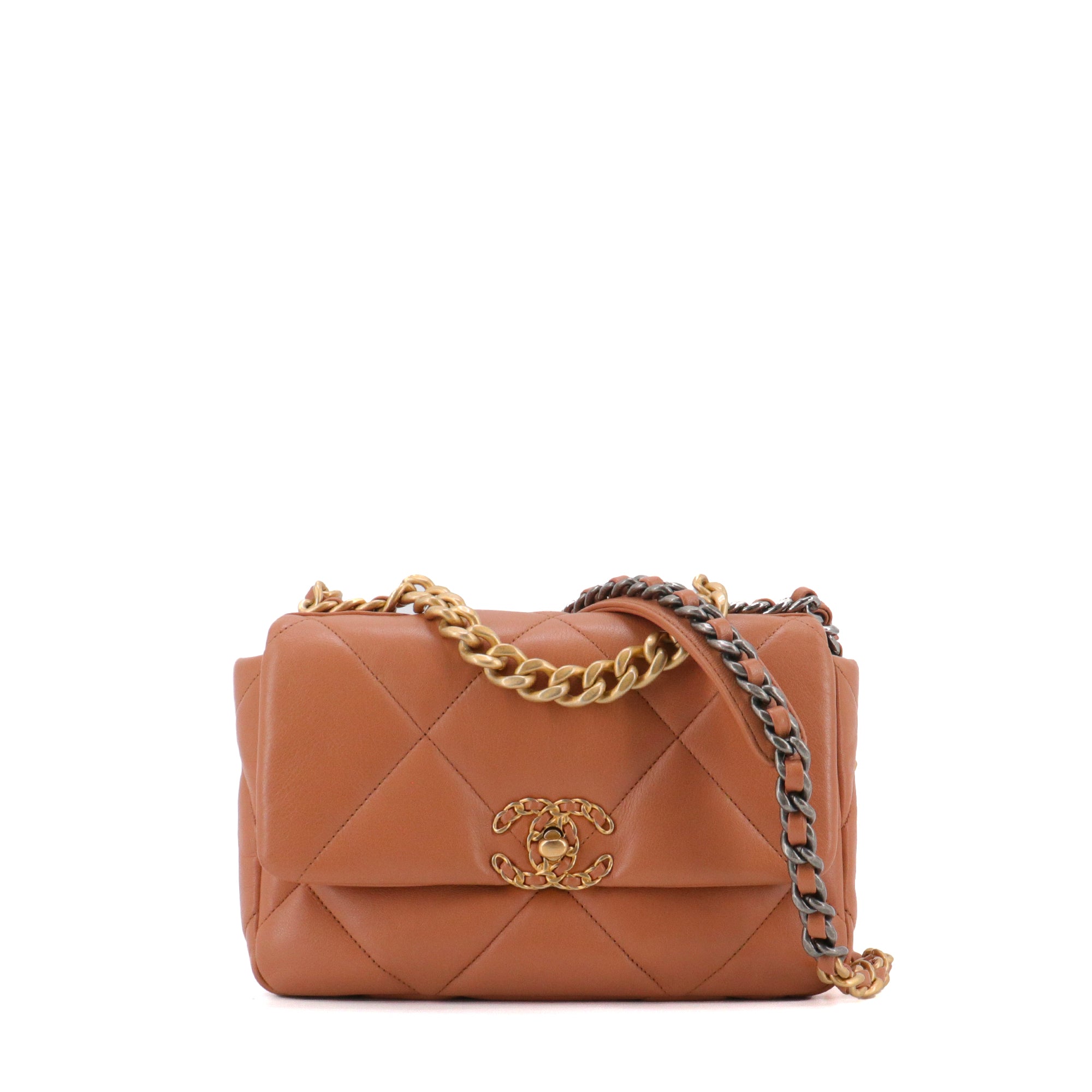 CHANEL - Sac à bandoulière 19 Chanel en cuir marron