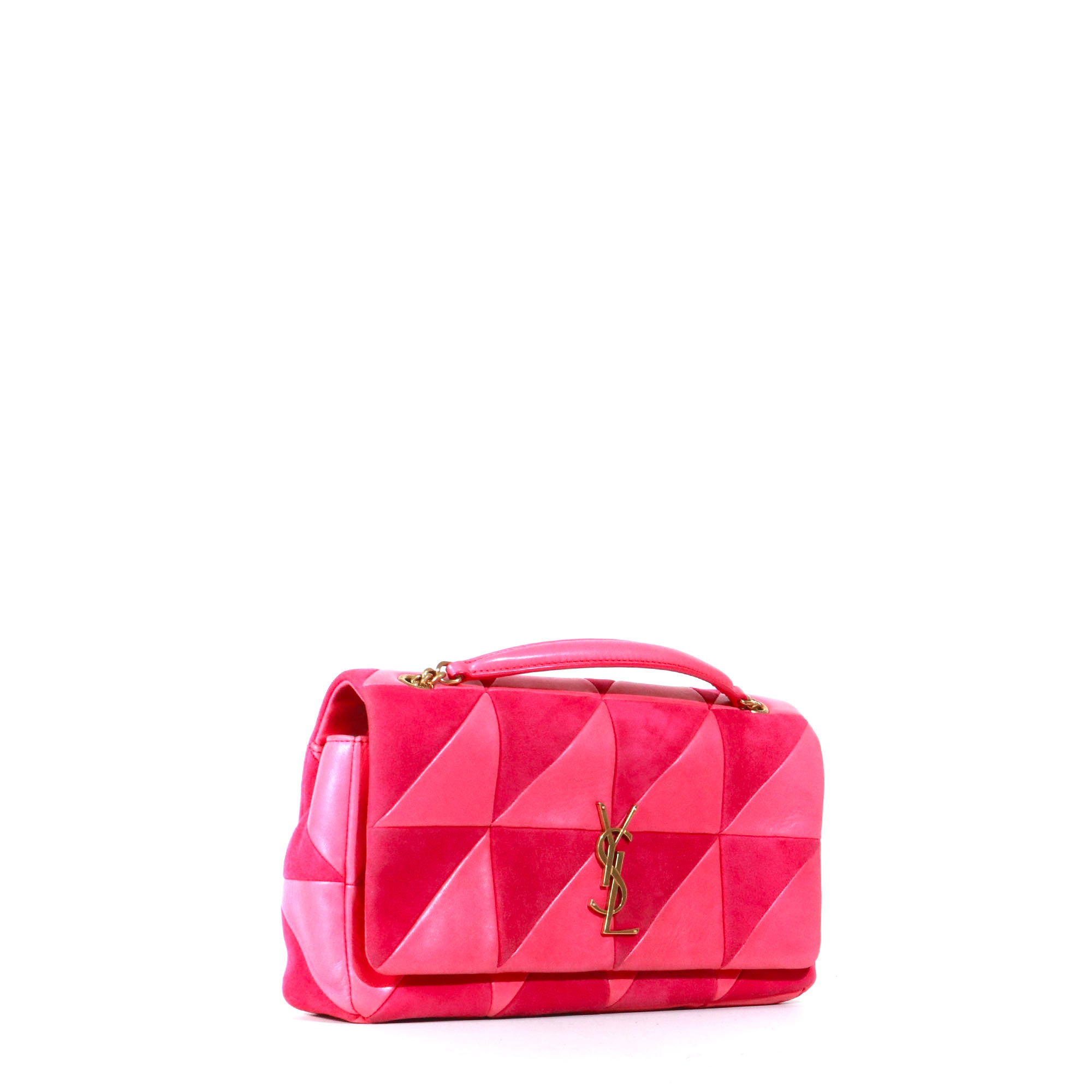 SAINT LAURENT - Sac à bandoulière Jamie medium Saint Laurent bi-matière cuir daim rose