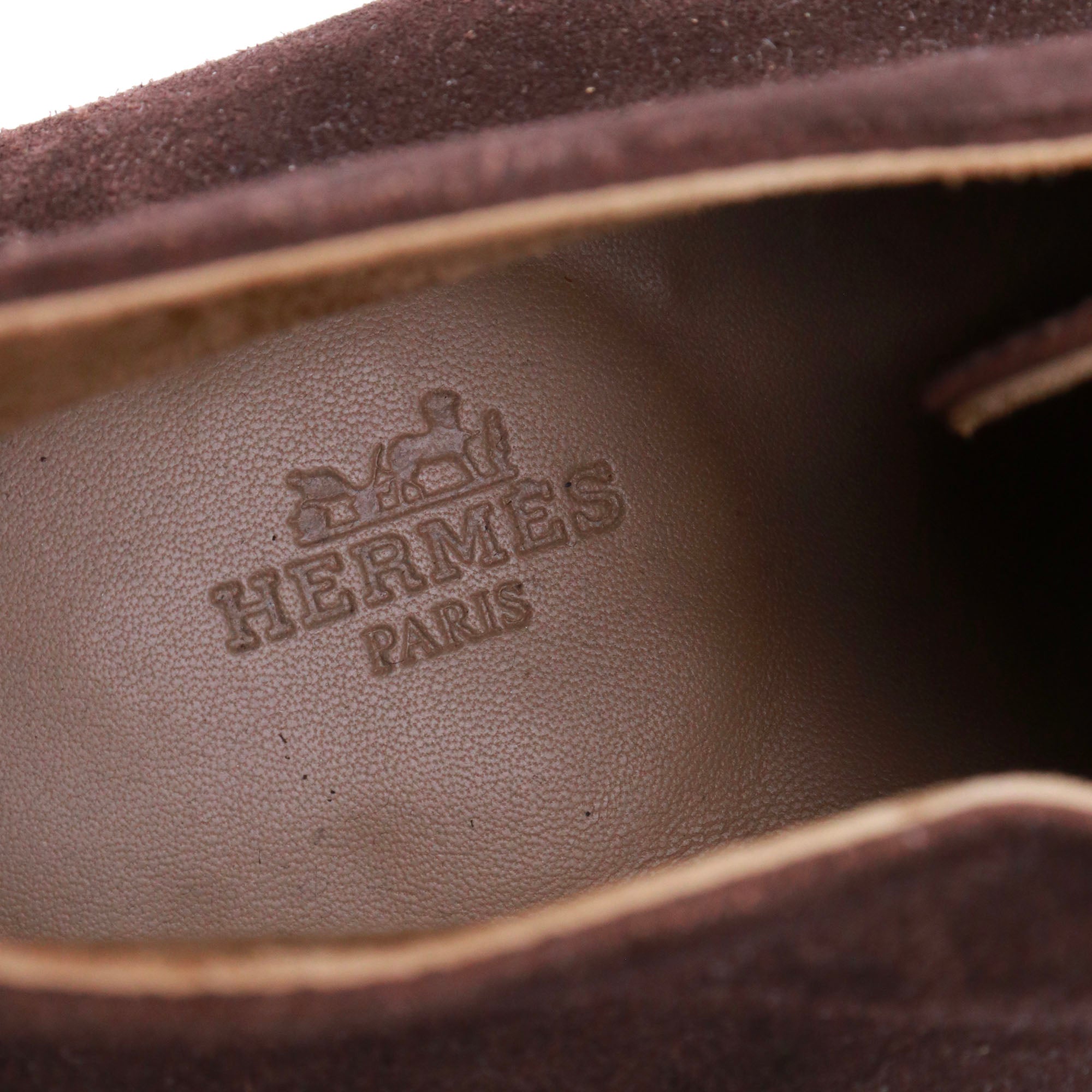 HERMÈS - Mocassins à lacets Hermès en daim marron (T42)