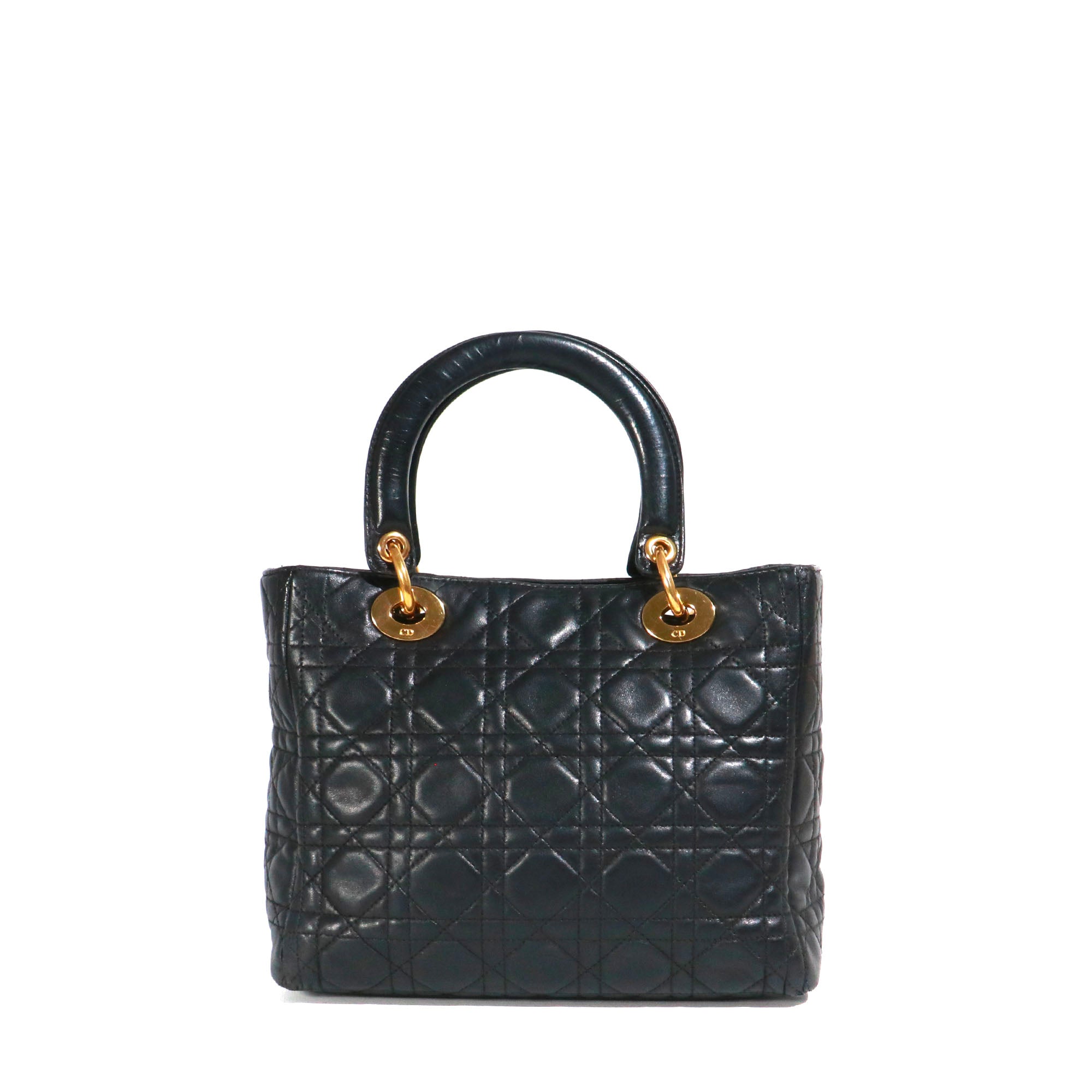 DIOR - Sac à main Lady Dior medium en cuir noir vintage