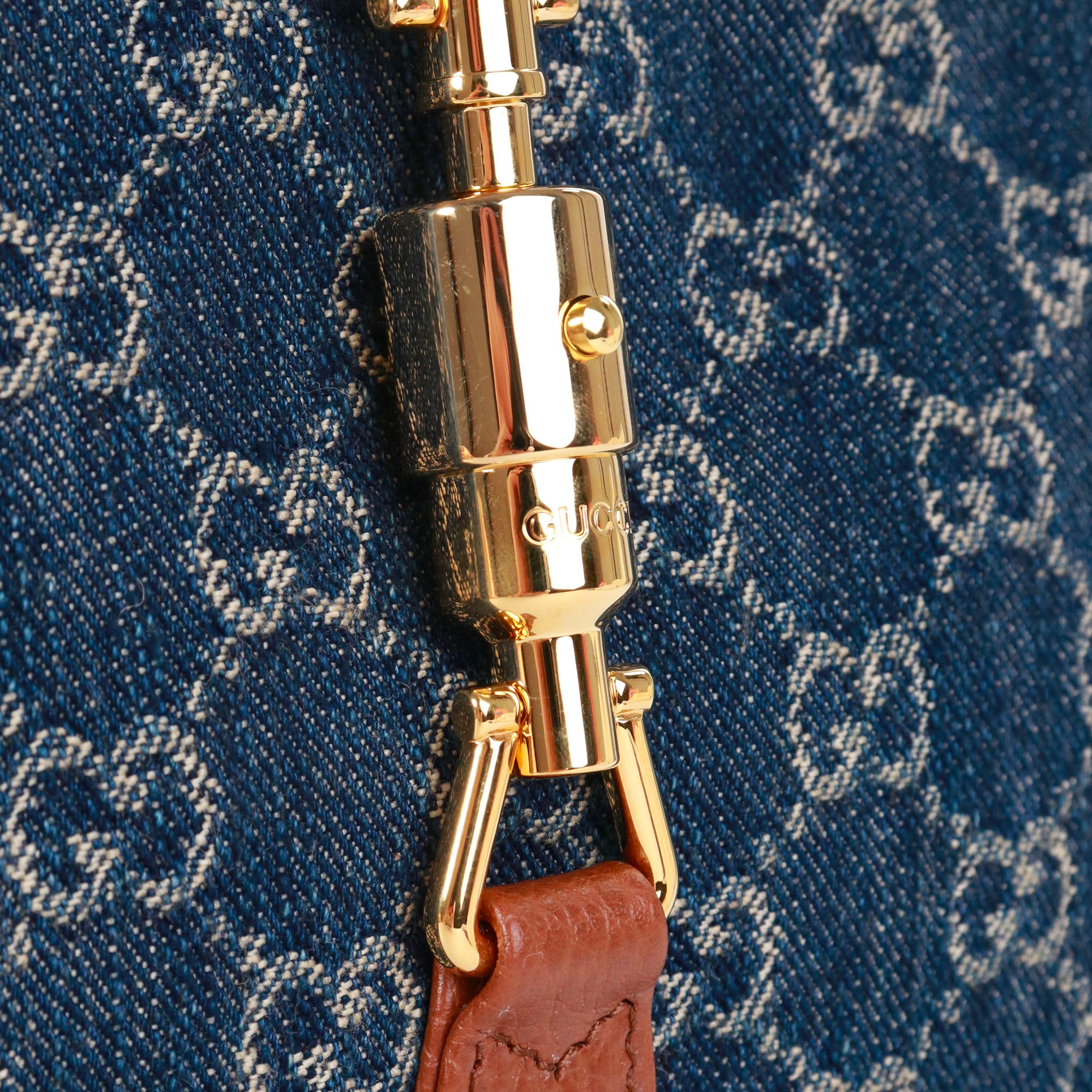 GUCCI - Sac à bandoulière Jackie 1961 Gucci petite taille en denim et cuir grainé marron