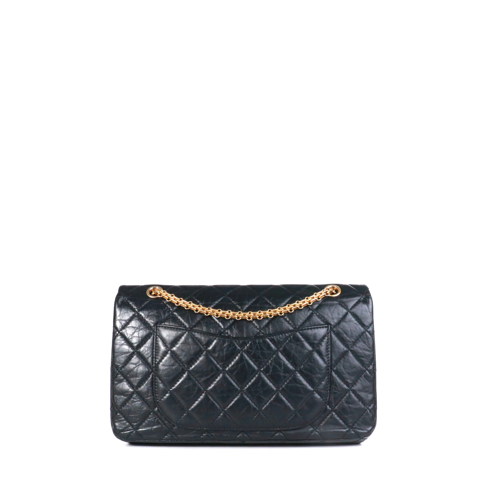 CHANEL - Sac à bandoulière 2.55 Chanel large en cuir matelassé noir
