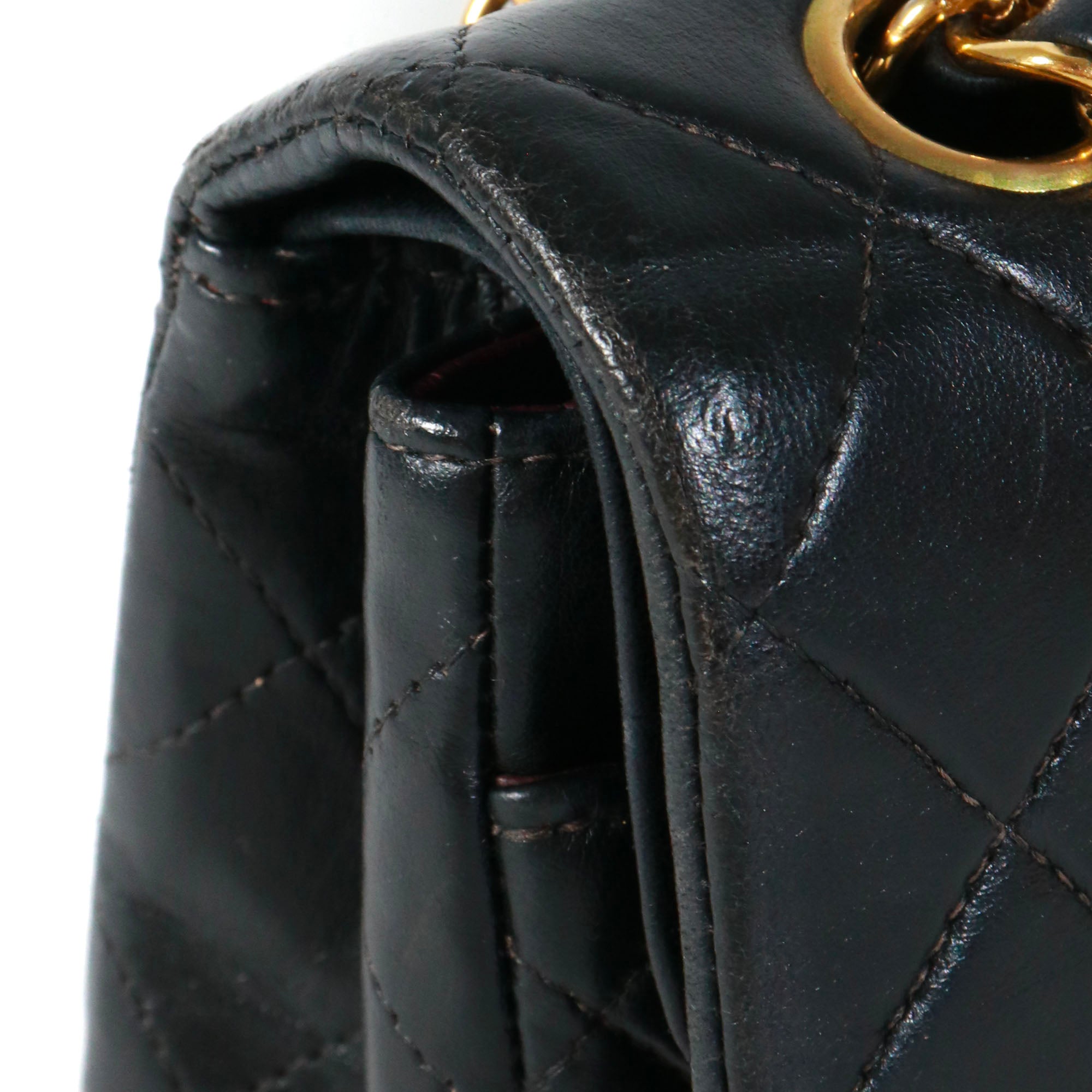 CHANEL - Sac à main Timeless 23 Chanel double flap en cuir matelassé noir vintage