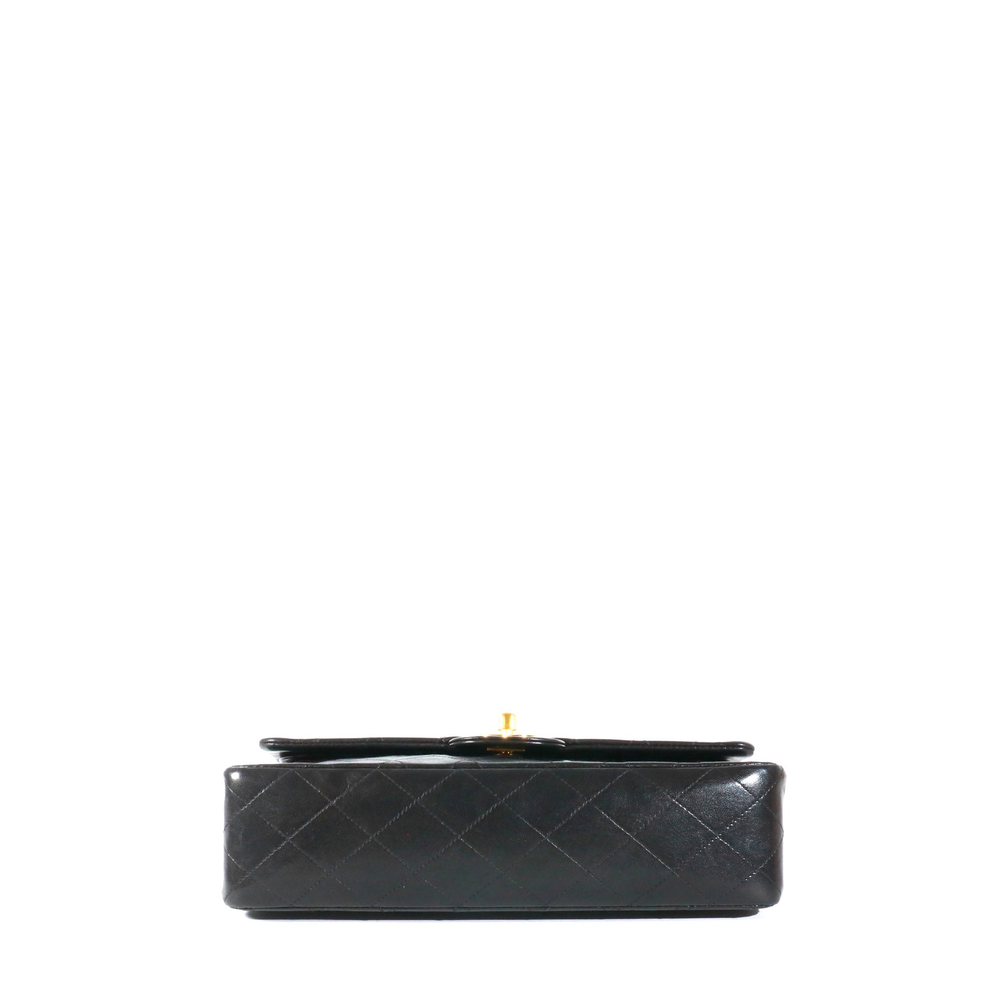 CHANEL - Sac à main Timeless 25 double flap Chanel en cuir matelassé noir vintage