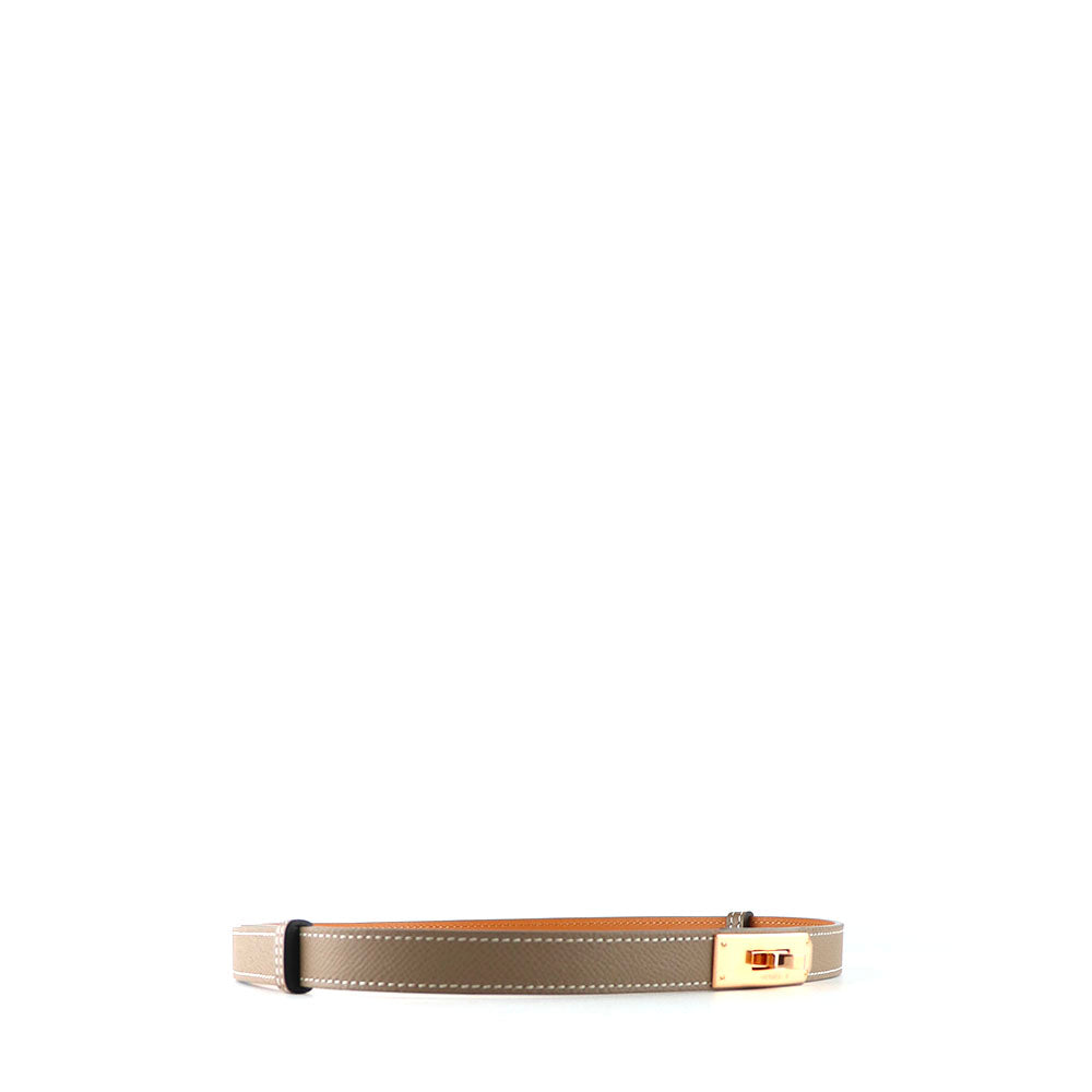 HERMÈS - Ceinture Kelly 18 en cuir epsom étoupe