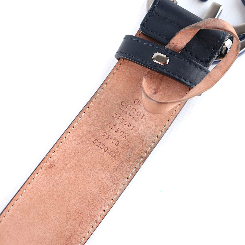 GUCCI - Ceinture GG Buckle en cuir lisse noir (T95)