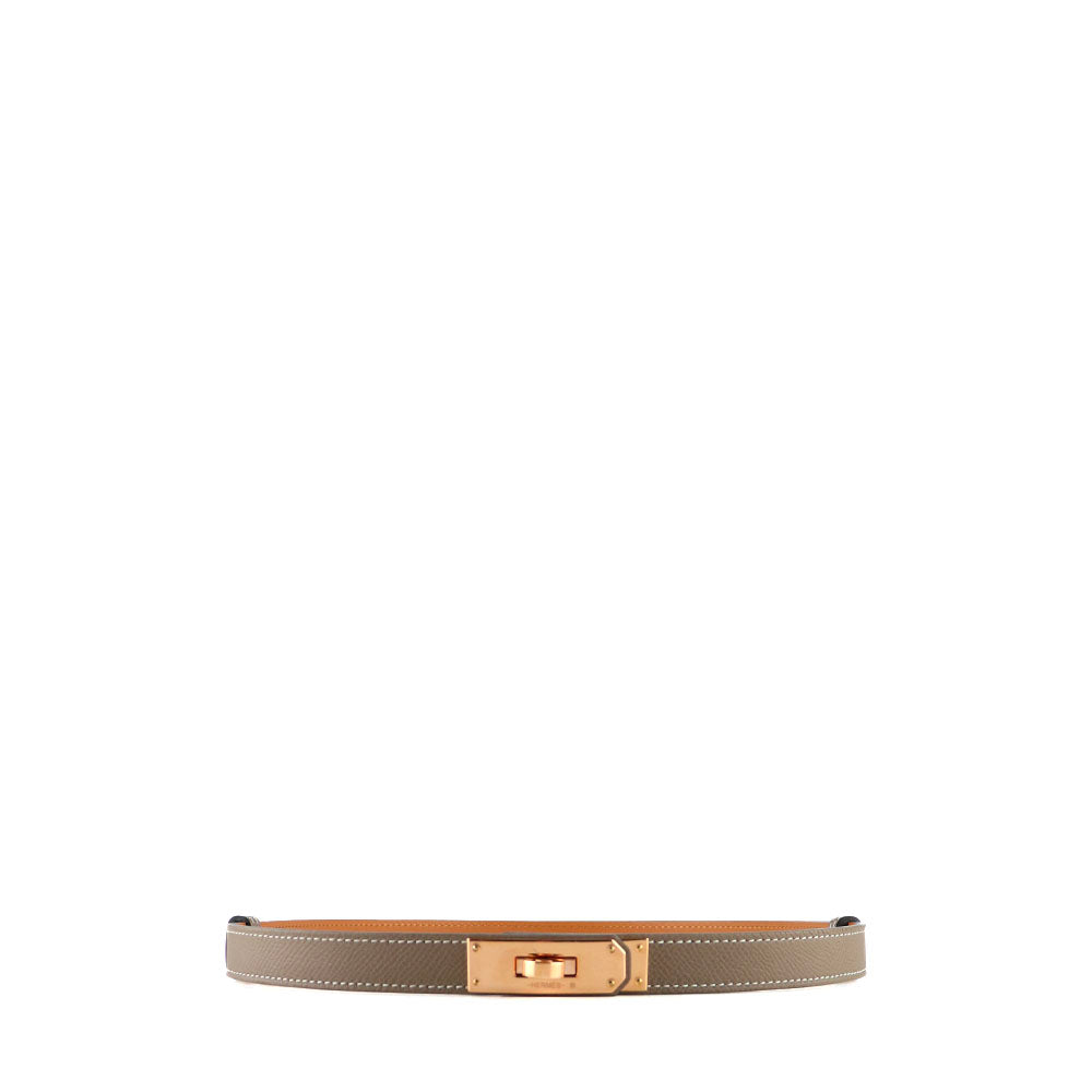 HERMÈS - Ceinture Kelly 18 en cuir epsom étoupe