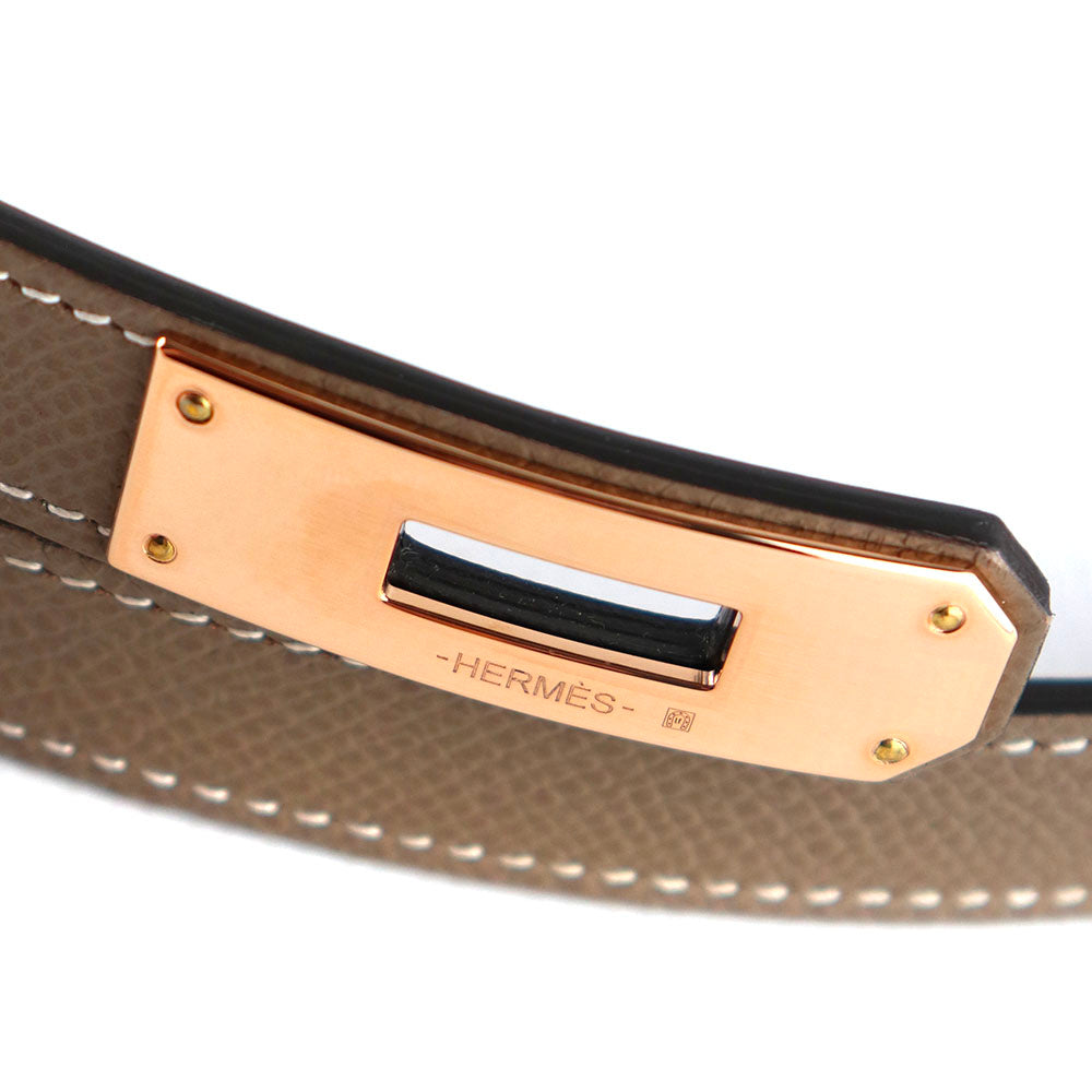 HERMÈS - Ceinture Kelly 18 en cuir epsom étoupe
