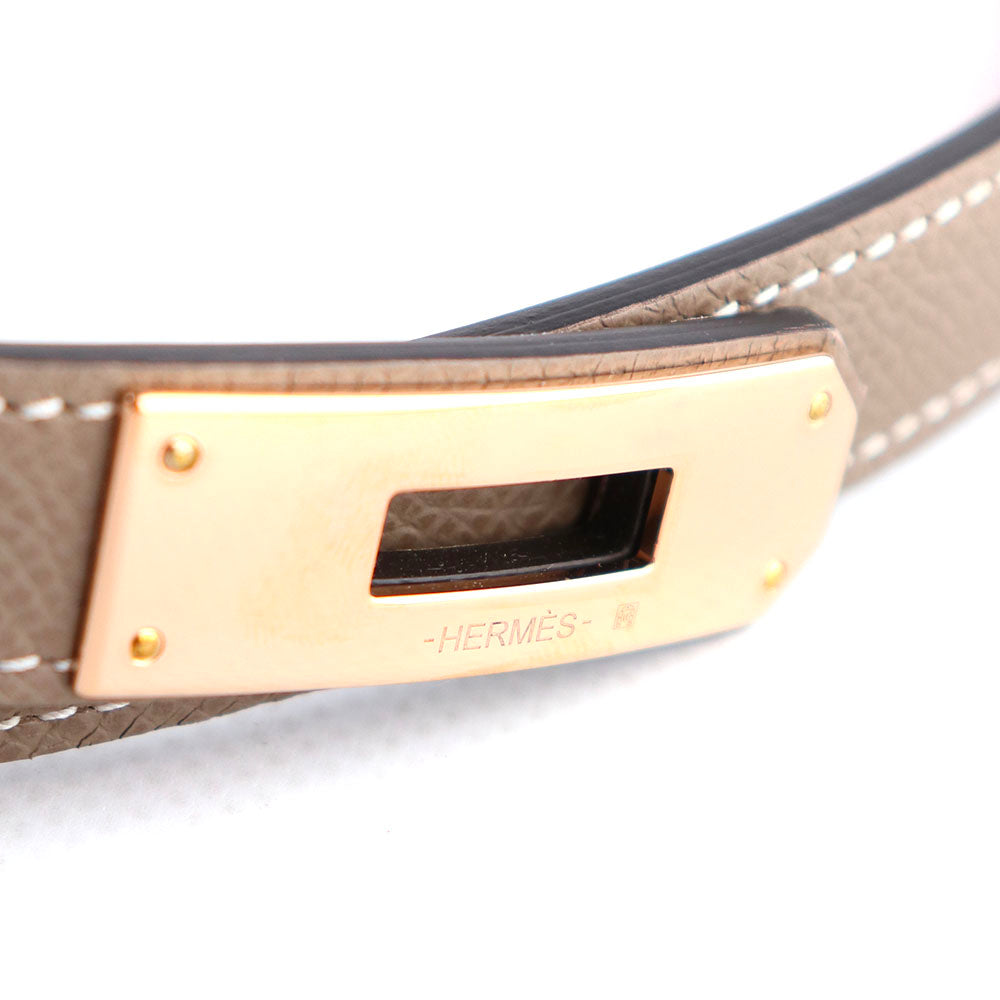 HERMÈS - Ceinture Kelly 18 en cuir epsom étoupe