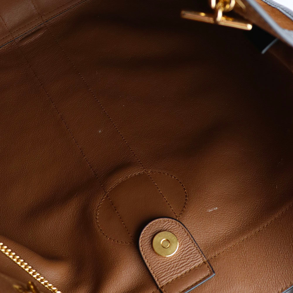 GUCCI - Sac cabas Rajah en daim marron et cuir noir