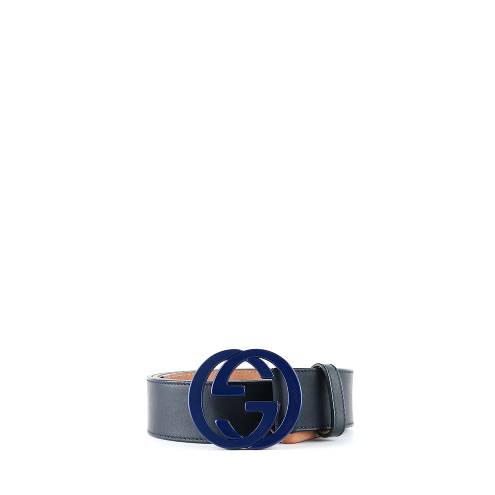 GUCCI - Ceinture GG Buckle en cuir lisse noir (T95)