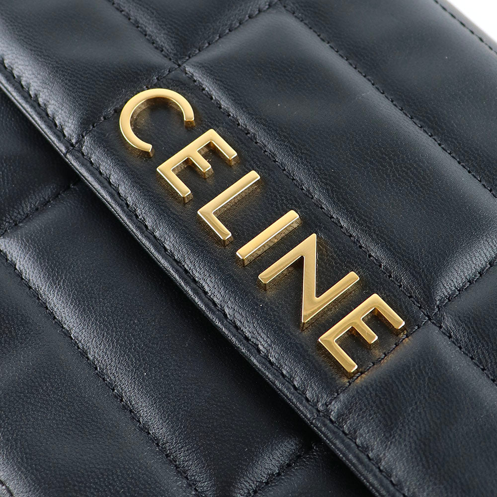 CELINE - Quilted Shoulder Bag in black leather