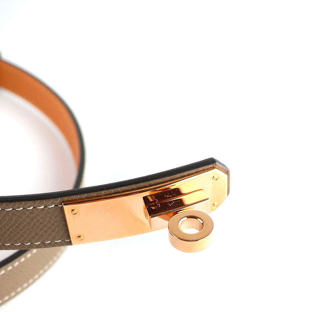 HERMÈS - Ceinture Kelly 18 en cuir epsom étoupe