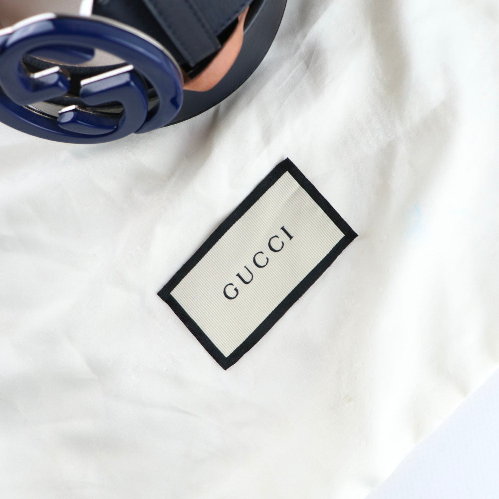GUCCI - Ceinture GG Buckle en cuir lisse noir (T95)