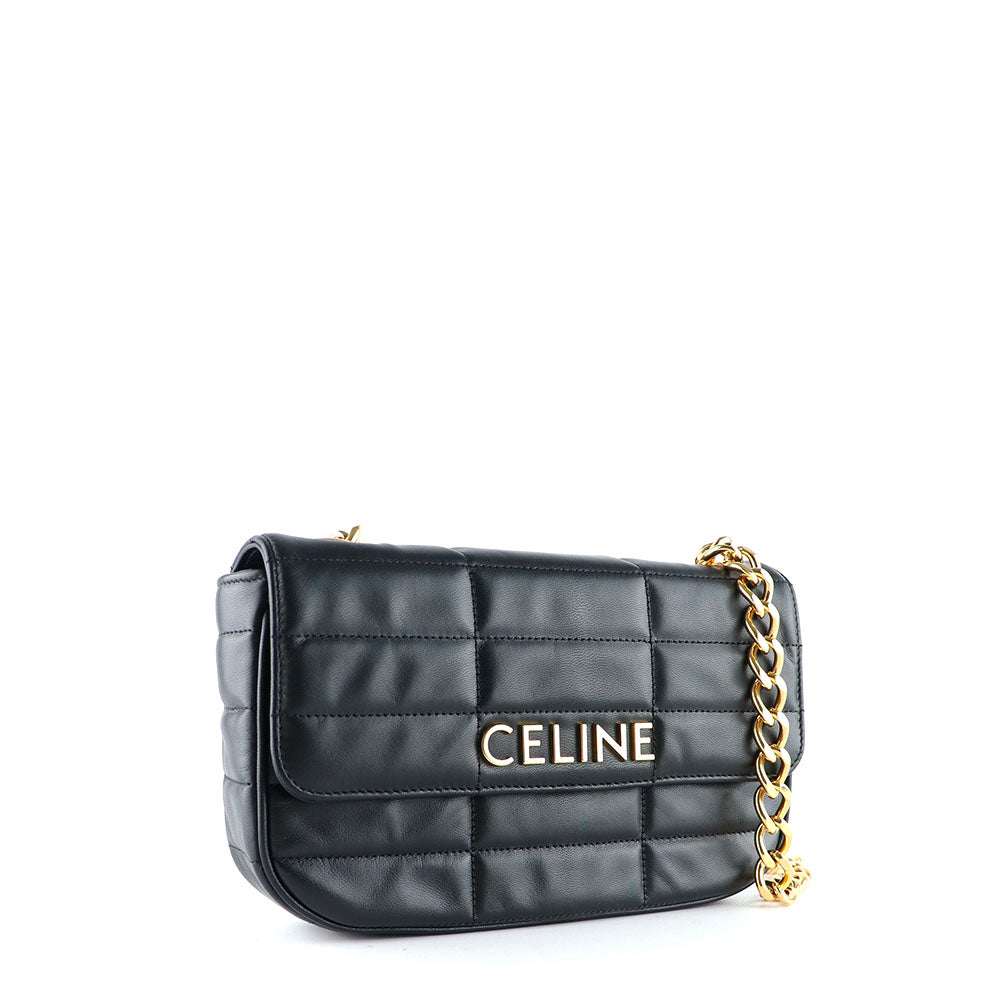 CELINE - Quilted Shoulder Bag in black leather