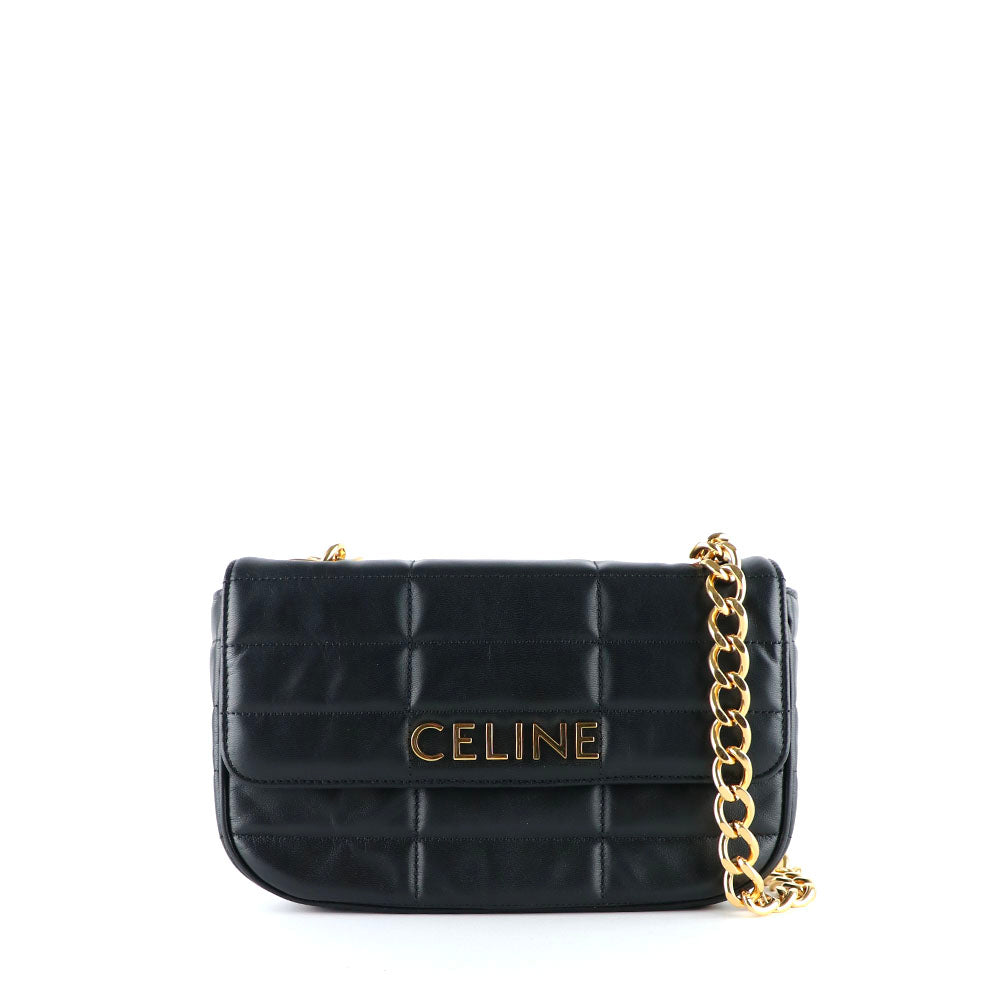 CELINE - Quilted Shoulder Bag in black leather
