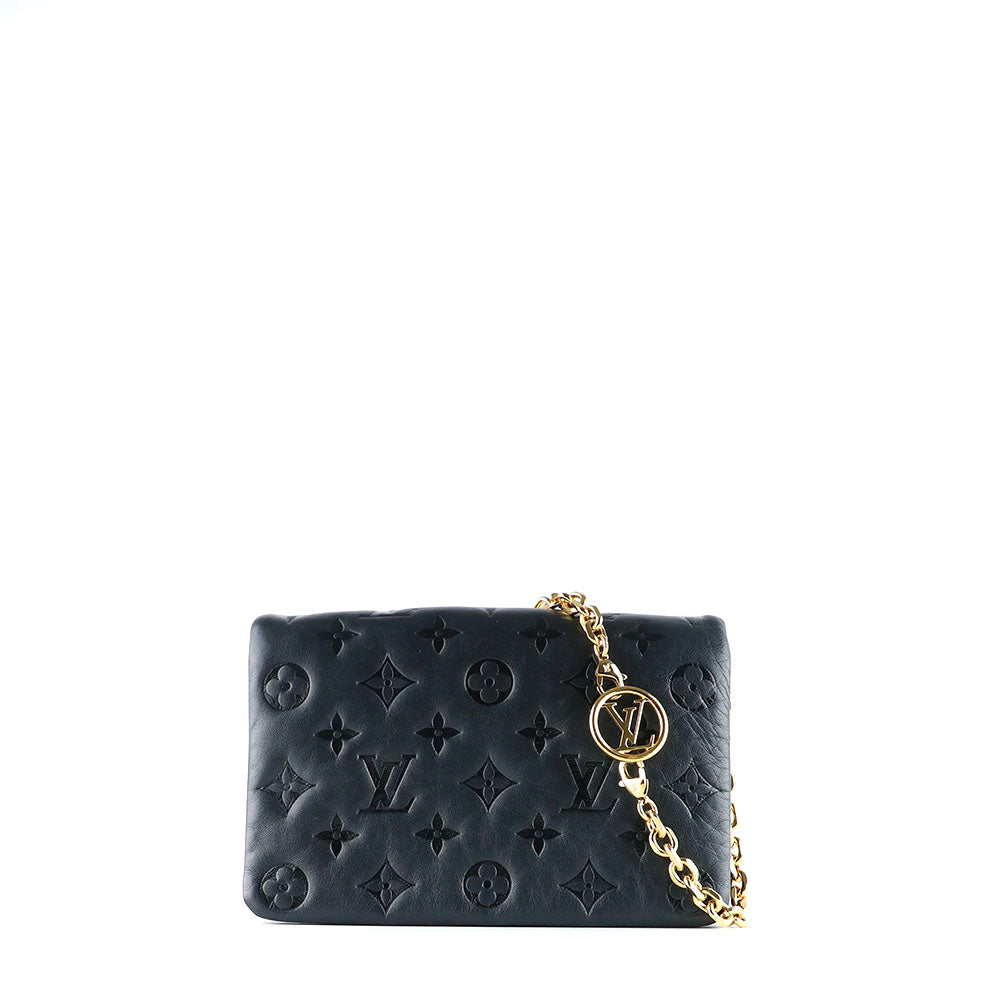 LOUIS VUITTON - Sac à bandoulière Pochette Coussin en cuir noir