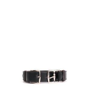 HERMÈS - Ceinture Etrivière Hermès en cuir noir (T75)