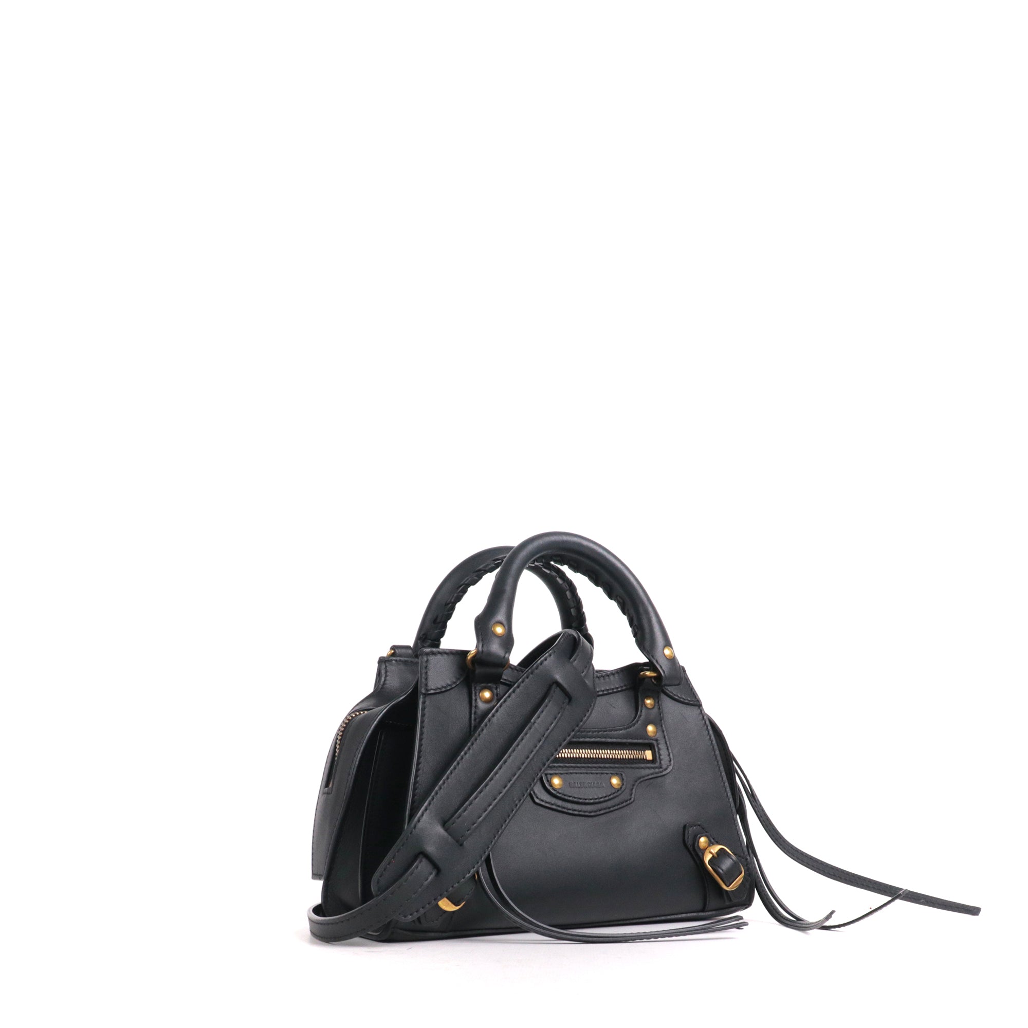 BALENCIAGA - Neo Classic nano shoulder bag in black grained leather
