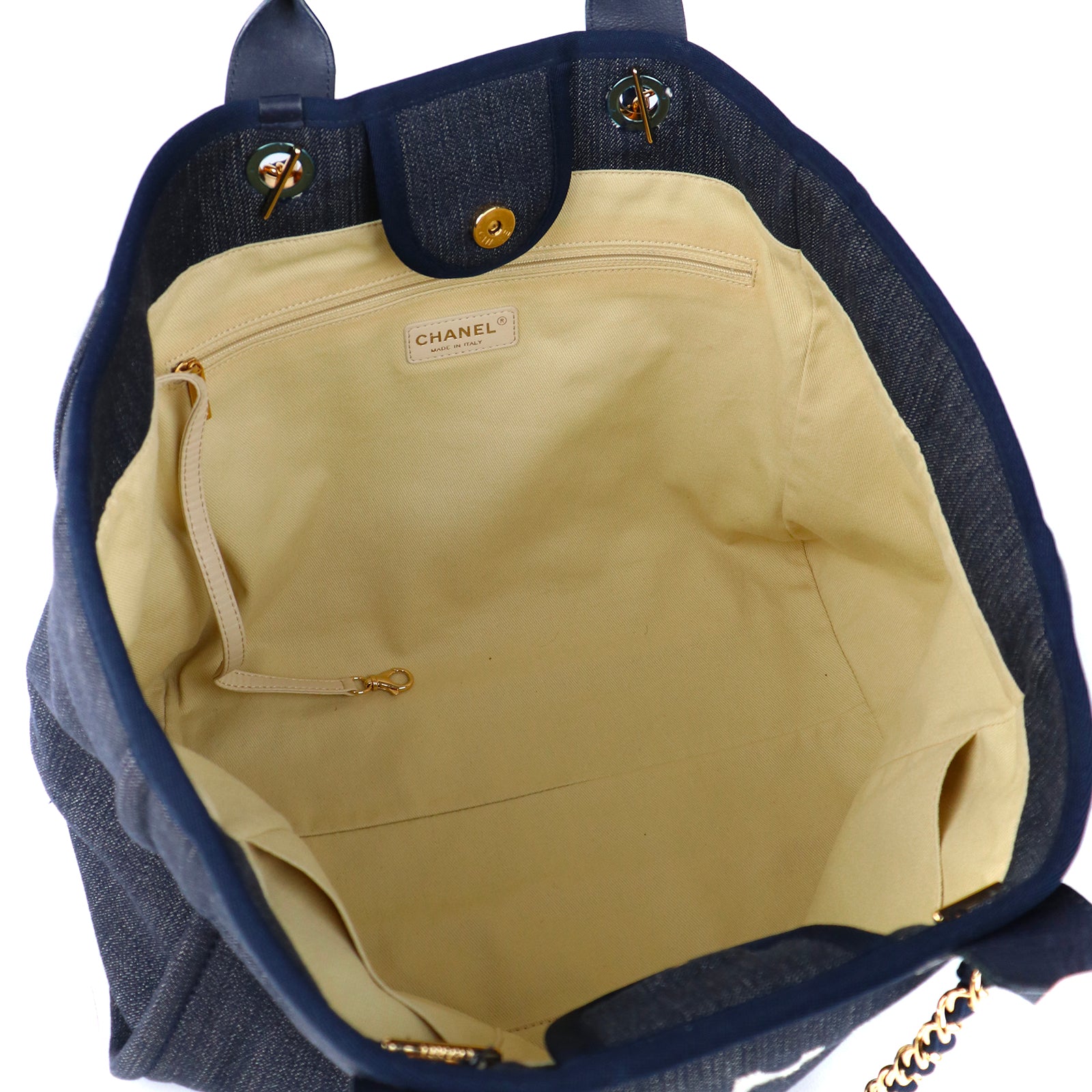 CHANEL - Sac cabas Deauville en toile bleu marine