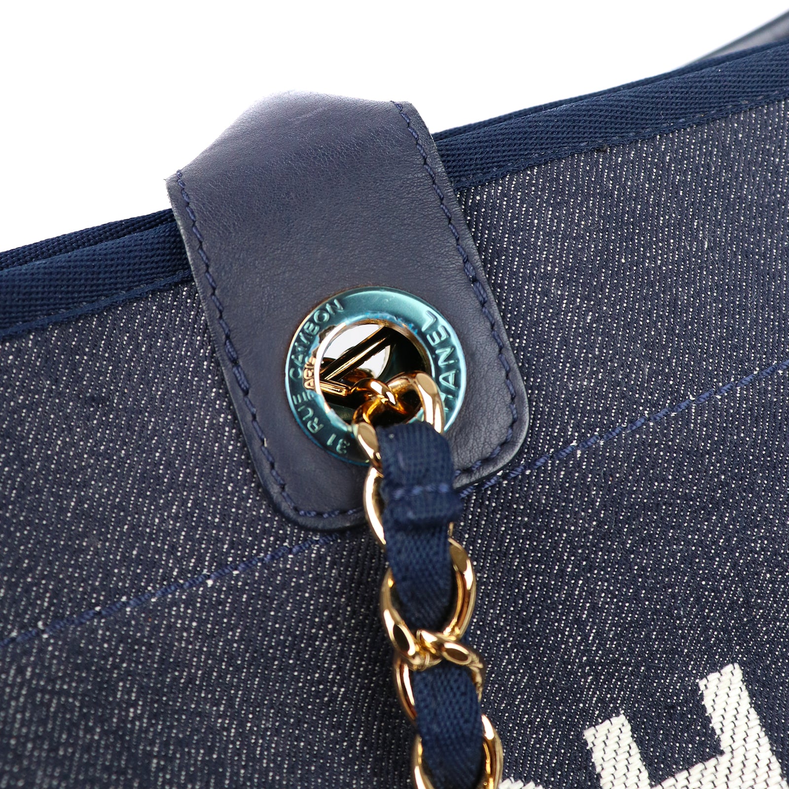 CHANEL - Sac cabas Deauville en toile bleu marine