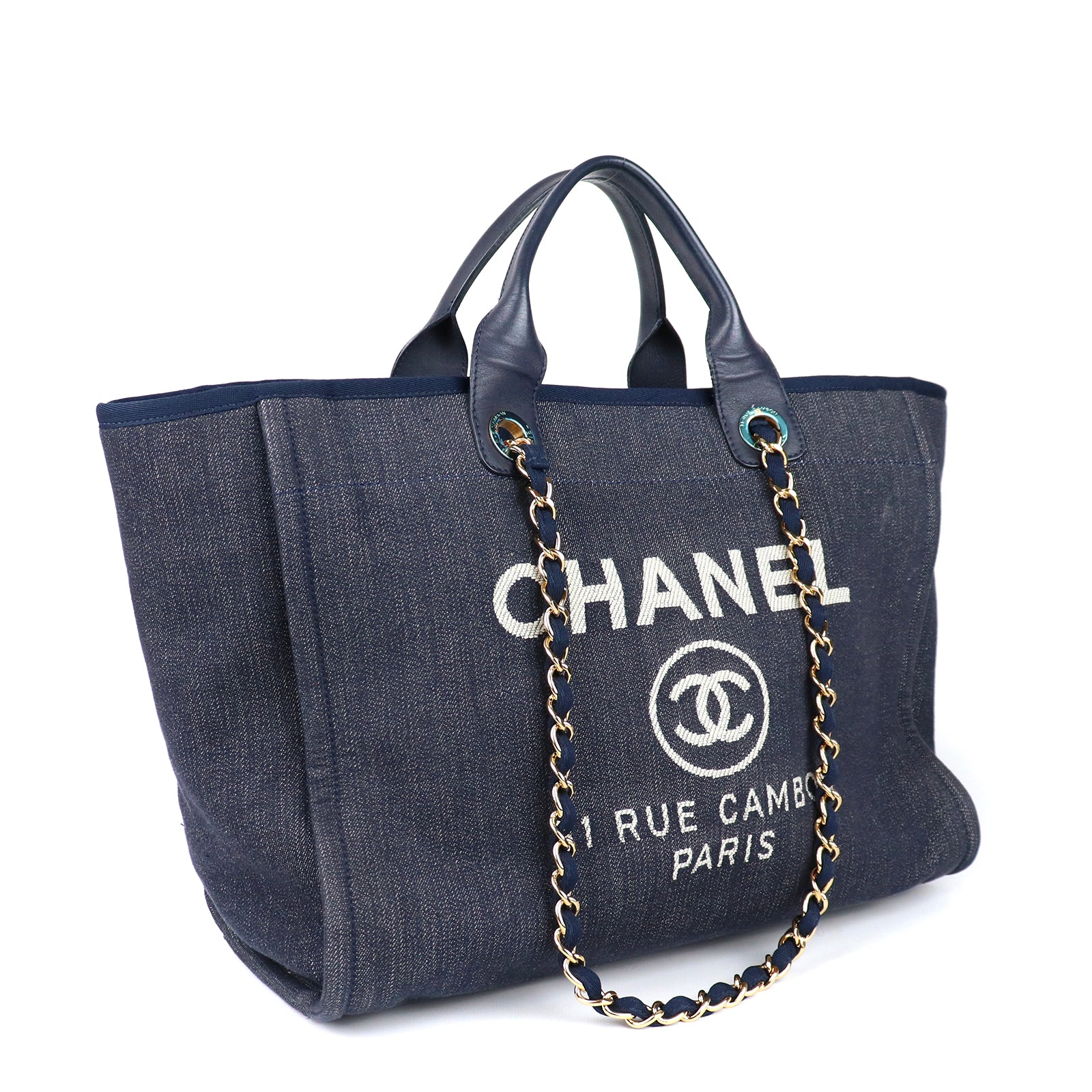 CHANEL - Sac cabas Deauville en toile bleu marine
