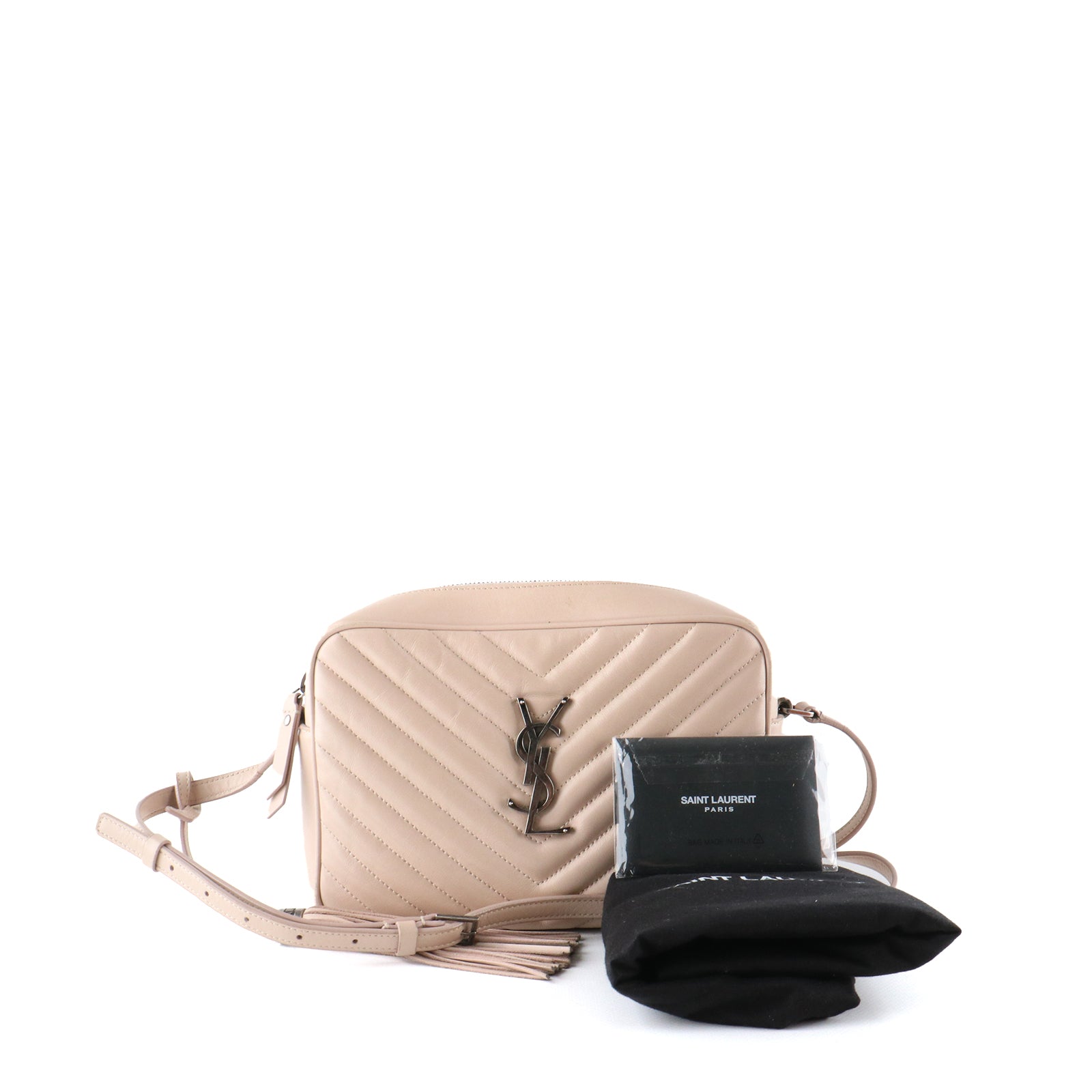 SAINT LAURENT - Sac à bandoulière Lou en cuir nude