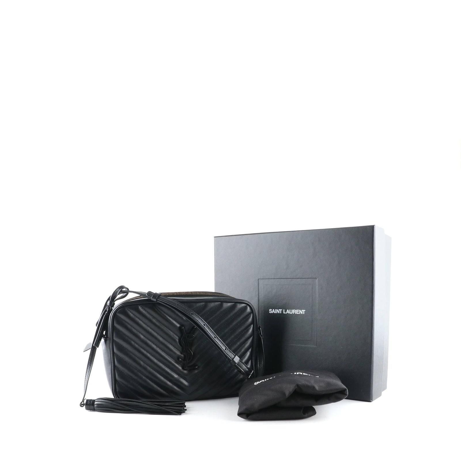 SAINT LAURENT - Sac à bandoulière Lou en cuir noir