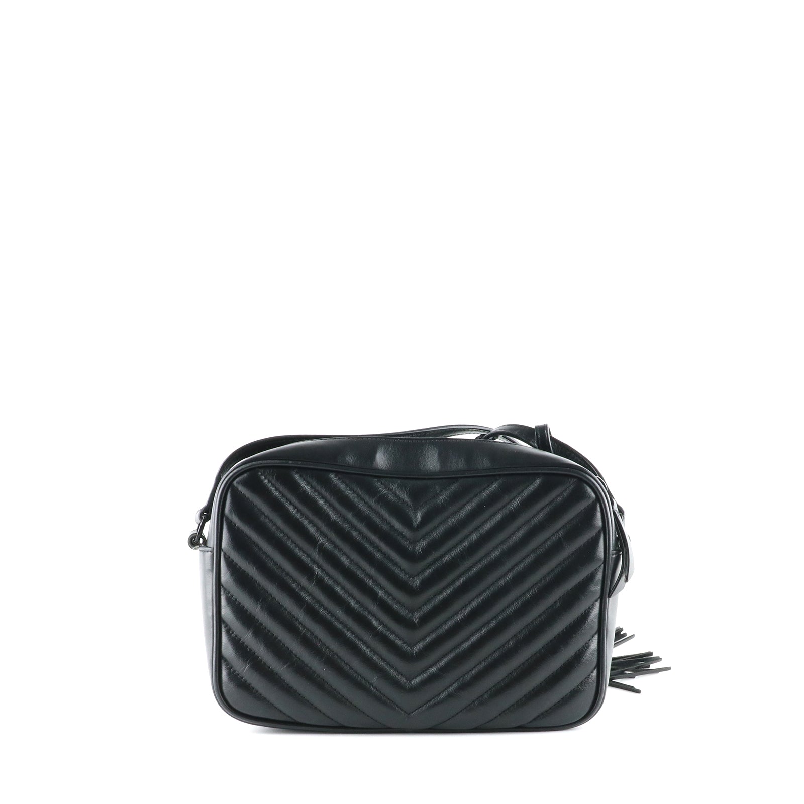 SAINT LAURENT - Sac à bandoulière Lou en cuir noir