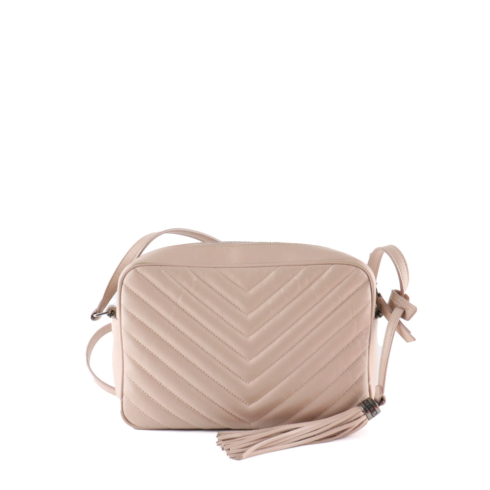 SAINT LAURENT - Sac à bandoulière Lou en cuir nude