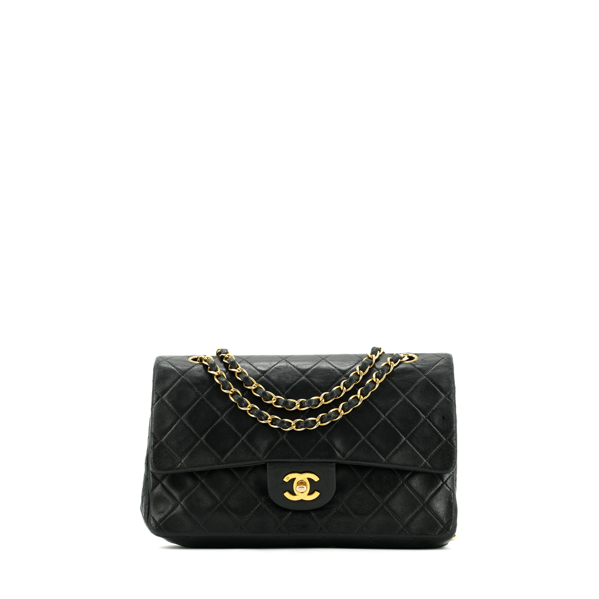 CHANEL - Sac à main Classique/Timeless medium Chanel en cuir matelassé noir vintage