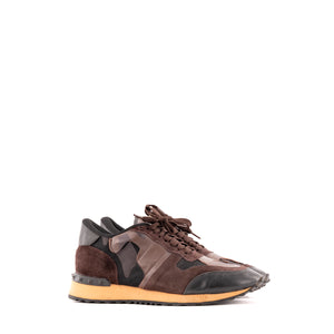 VALENTINO - Sneakers Rockrunner Valentino en toile et cuir marron camouflage (T42)